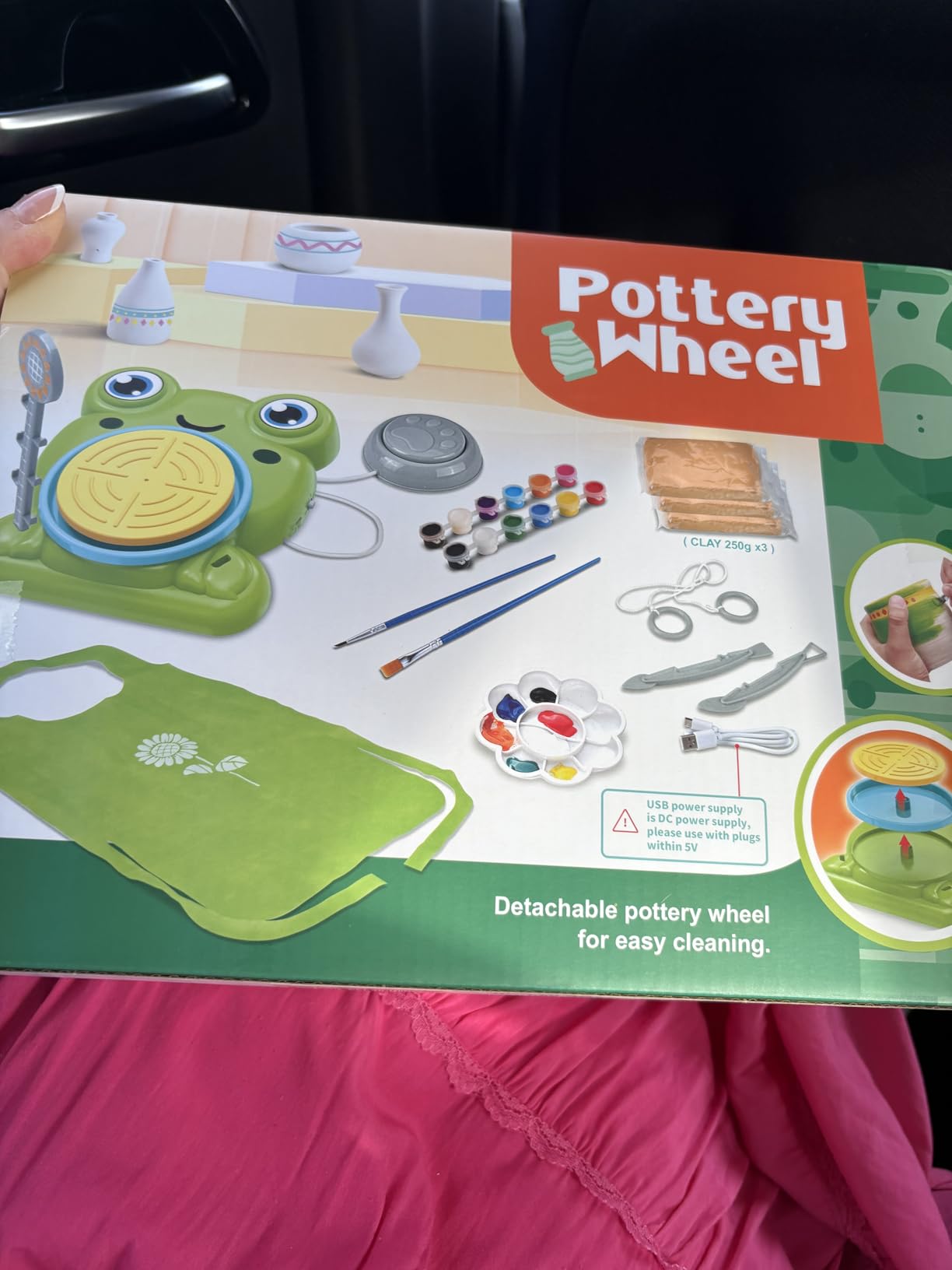 Pottery Wheel for Kids - Complete Pottery Painting Kit Arts and Crafts for Kids Ages 8-12 with 3 Pack Air Dry Clay Art Supplies Toys for Girls Boy Birthday Gift for 6 7 8 9 10 11 12+ - Customer Photo 1