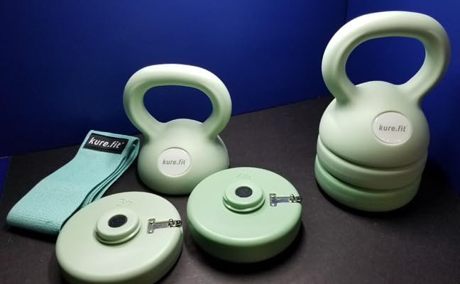 kure.fit Adjustable Kettlebell | 5 lb - 12 lb | Kettlebell Weights Set for Home Gym | Full-Body Workouts, Strength Training, Weight Loss | Fabric Booty Band | Beginners & Women | Teal Blue - Customer Photo 1