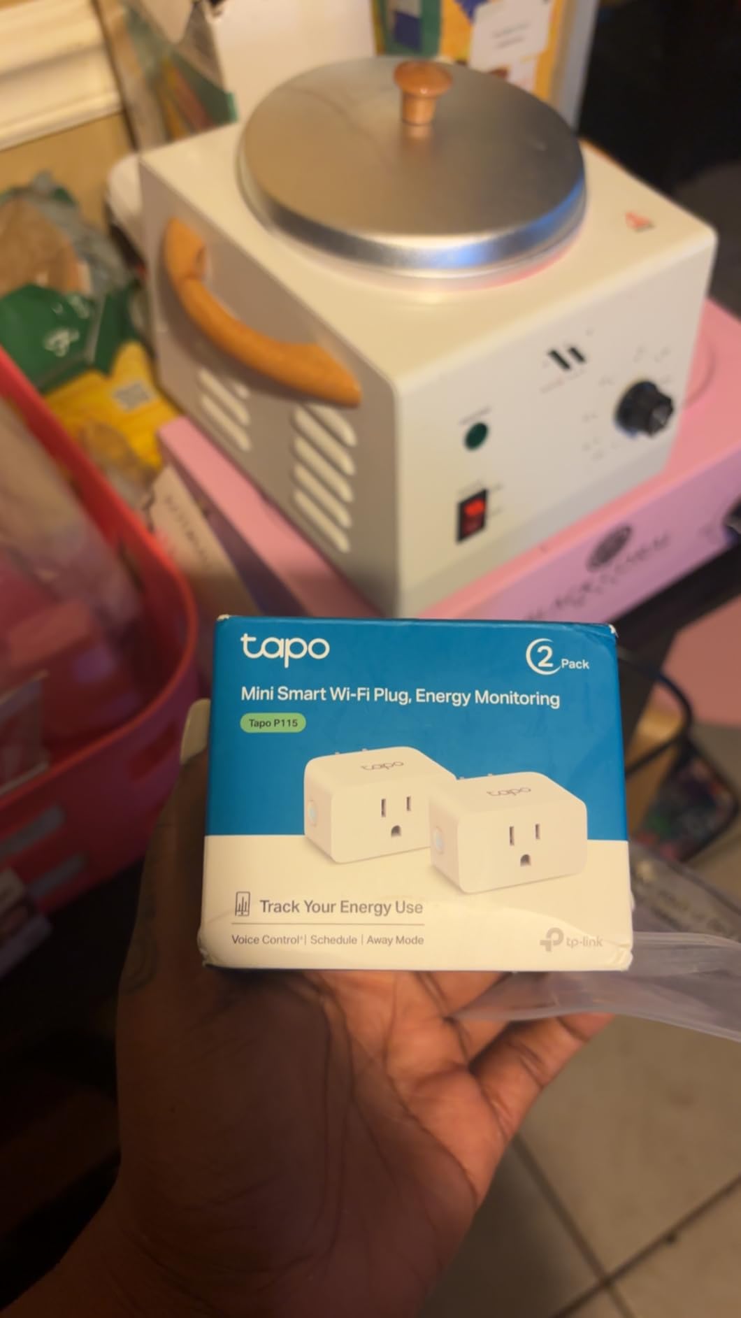 TP-Link 𝗧𝗮𝗽𝗼 Smart Plug Wi-Fi Mini, Energy Monitoring, Compatible with Alexa & Google Home & Samsung SmartThings, Timer, 15A/1800W Max, ETL Certified, 2.4G Wi-Fi Only, Tapo P115(4-Pack) - Customer Photo 1