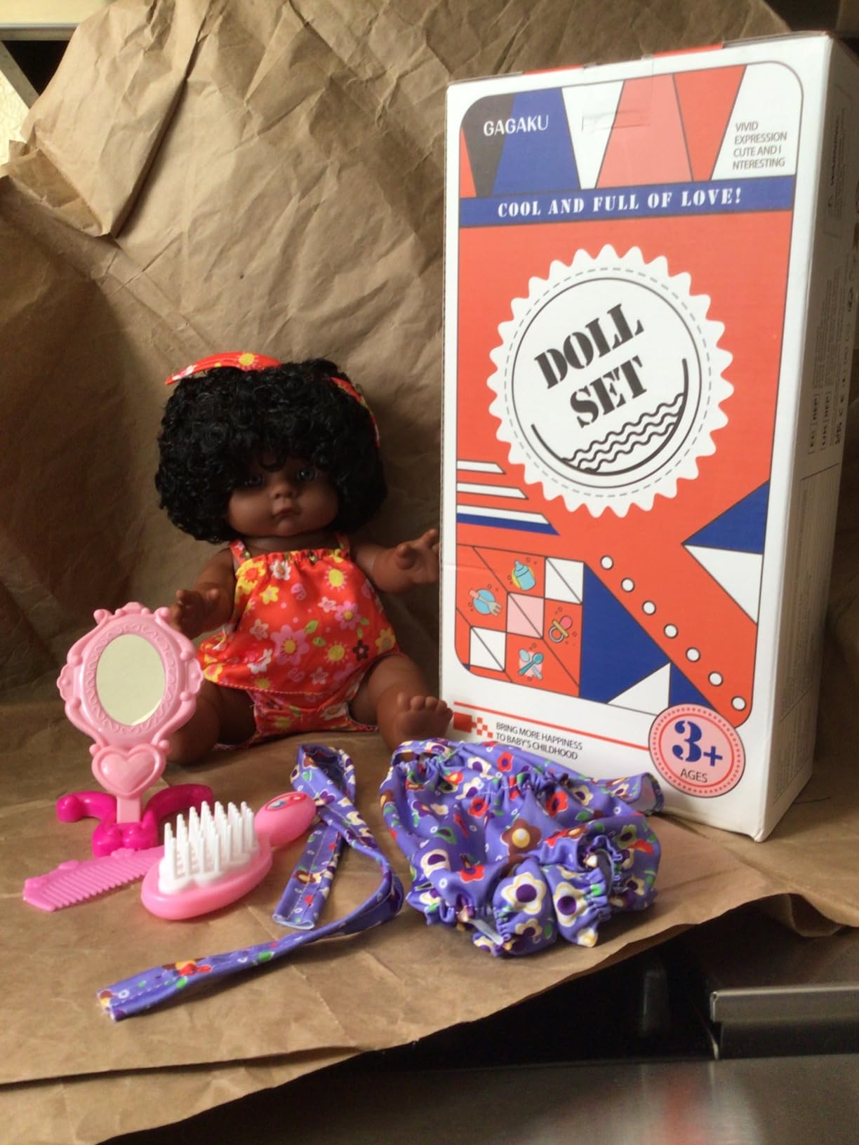 GAGAKU Black Baby Doll for 3 4 5 6 Years Old,12 inch Black Baby Dolls for Girls with Curly Hair, 2-Sets Doll Clothes,Small Baby Dolls for Toddlers Kids and Girls Holiday Birthday Customer Review GAGAKU Black Baby Doll for 3 4 5 6 Years Old,12 inch Black Baby Dolls for Girls with Curly Hair, 2-Sets Doll Clothes,Small Baby Dolls for Toddlers Kids and Girls Holiday Birthday - Customer Photo 1