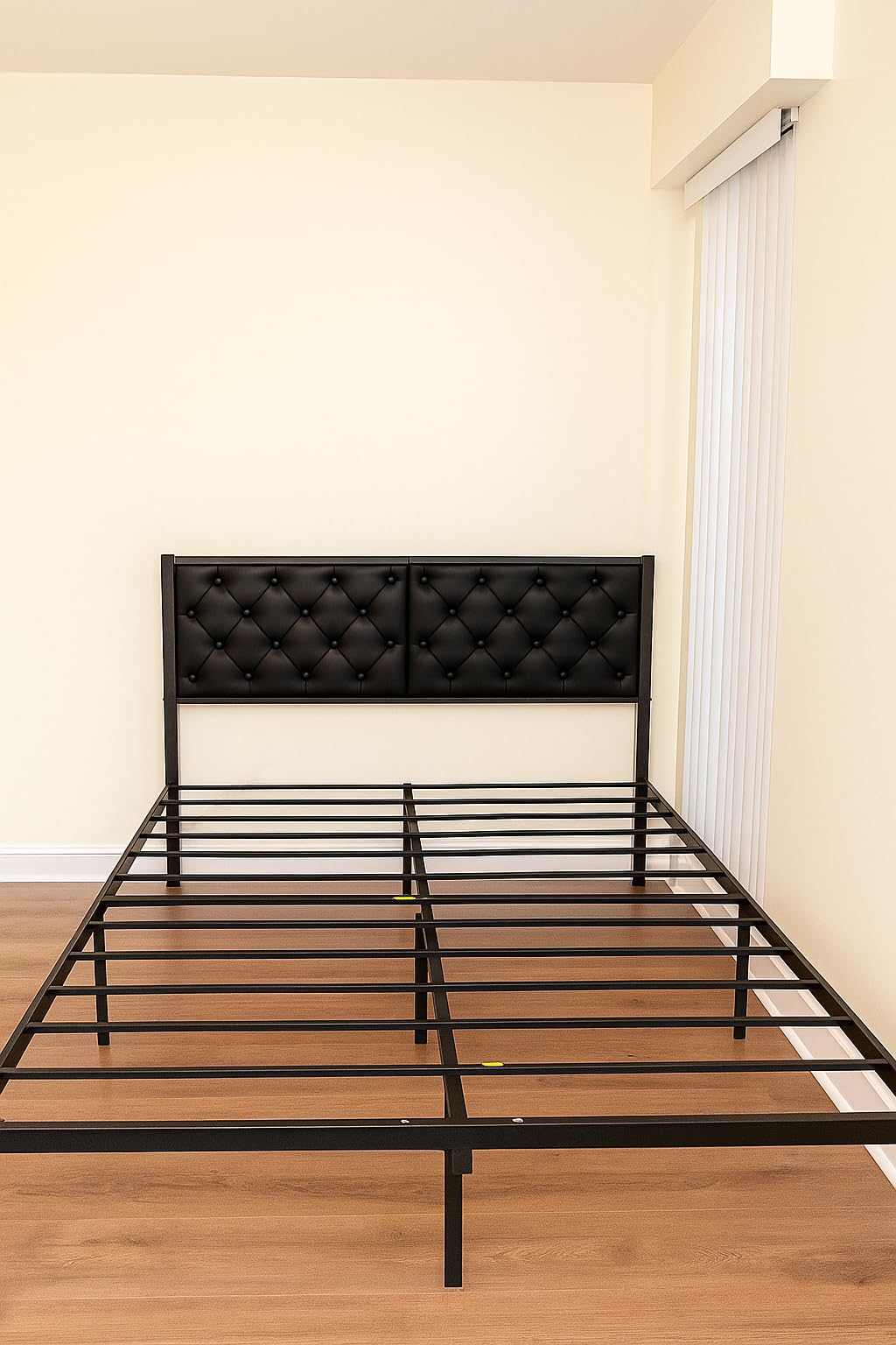 Queen Bed Frame with Headboard PU Leather Upholstered Bed Frame Platform,All Metal Slats Support Platform Bed Frame with Storage Space,Easy Assembly,Noise Free,No Box Spring Needed,Black - Customer Photo 1