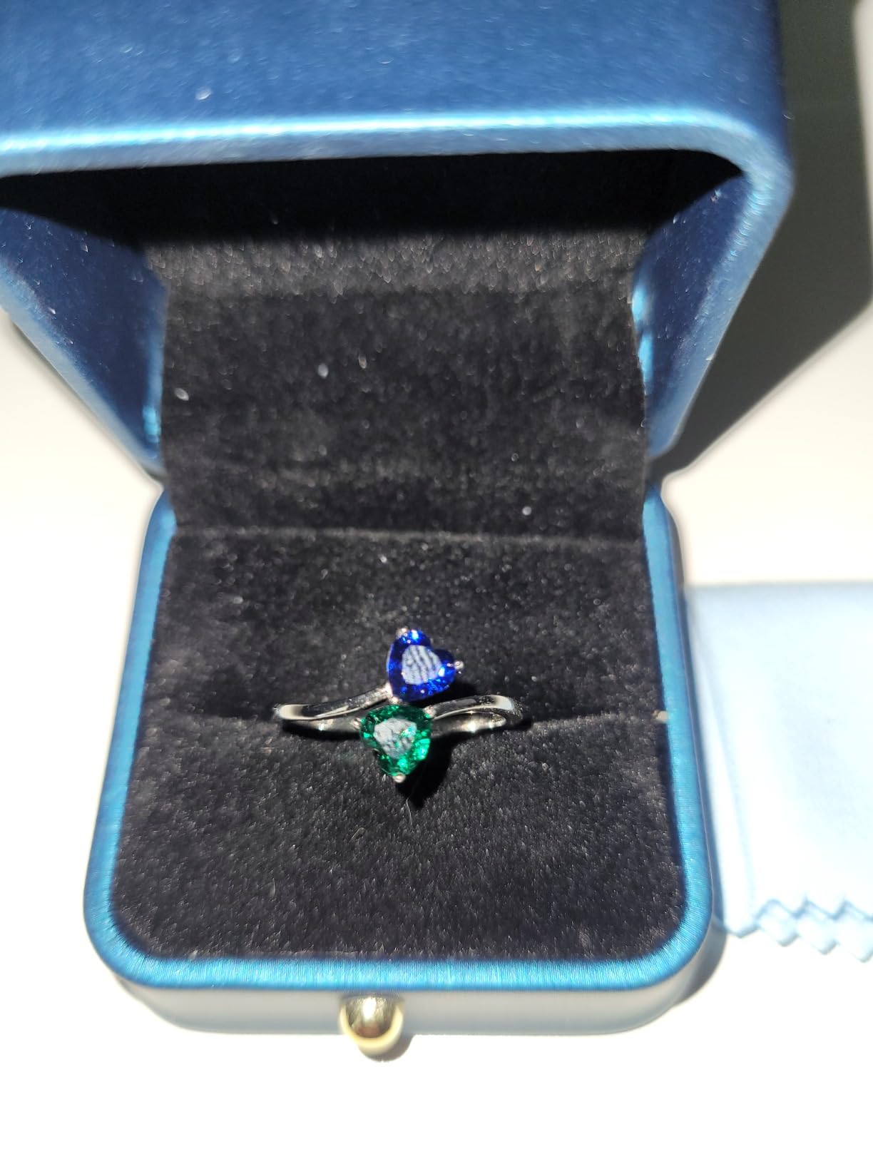 Iefil Adjustable Birthstone Rings for Women - 925 Sterling Silver Double Birthstone Rings, Anniversary & Birthday Gifts for Women, Personalized Jewelry Gifts for Wife, Mom, Girlfriend - Customer Photo 1