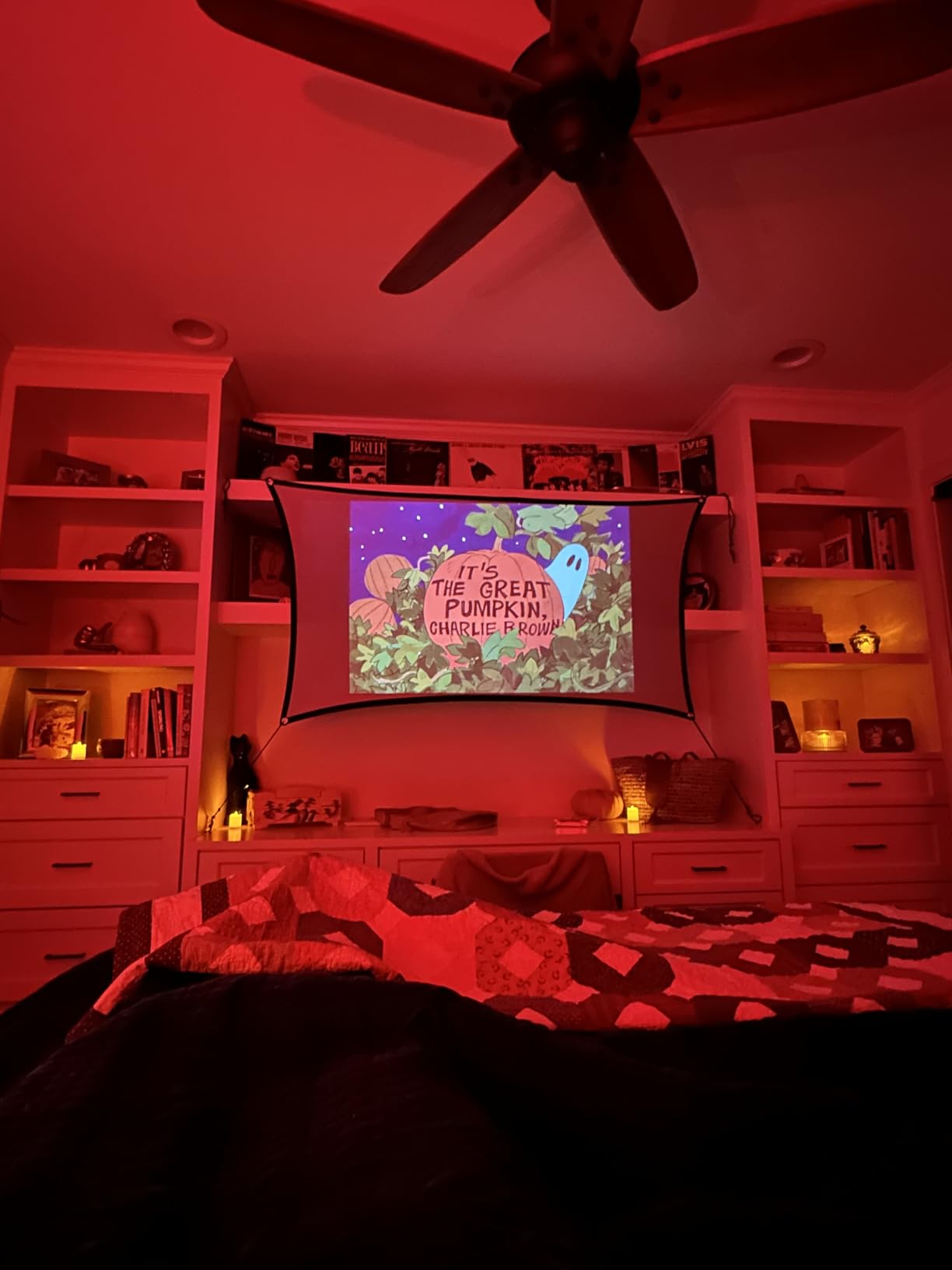 60 Inch Projector Screen, OKEDUO 4K 16:9 HD Portable Projection Movie Screen, Anti-Crease Indoor Outdoor, Simple Install, Easy Carrying Projection Screen for Camping, RVing, Outdoor Theater Nights - Customer Photo 1