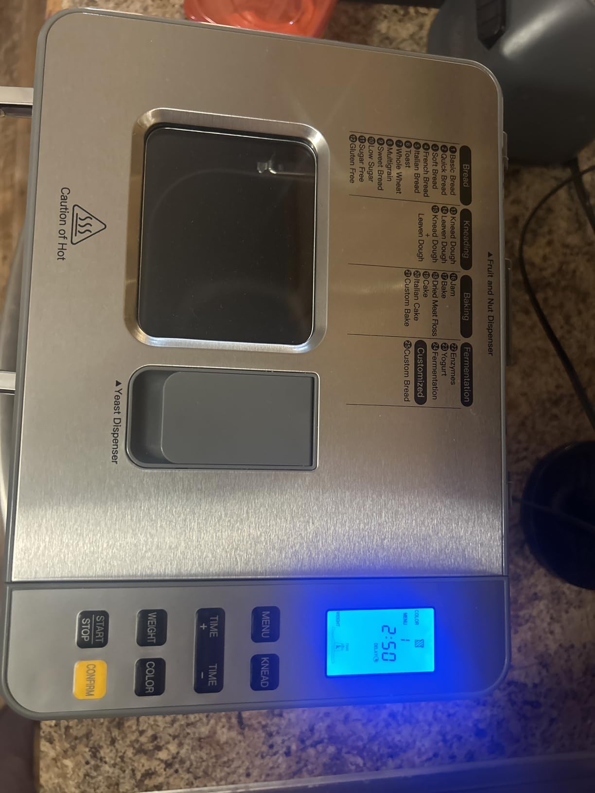 25-in-1 Bread Maker Machine with Automatic Dual Dispenser, 2LB Stainless Steel Breadmaker with Gluten-Free, Dough, Jam, Yogurt etc Settings, Silver - Customer Photo 2