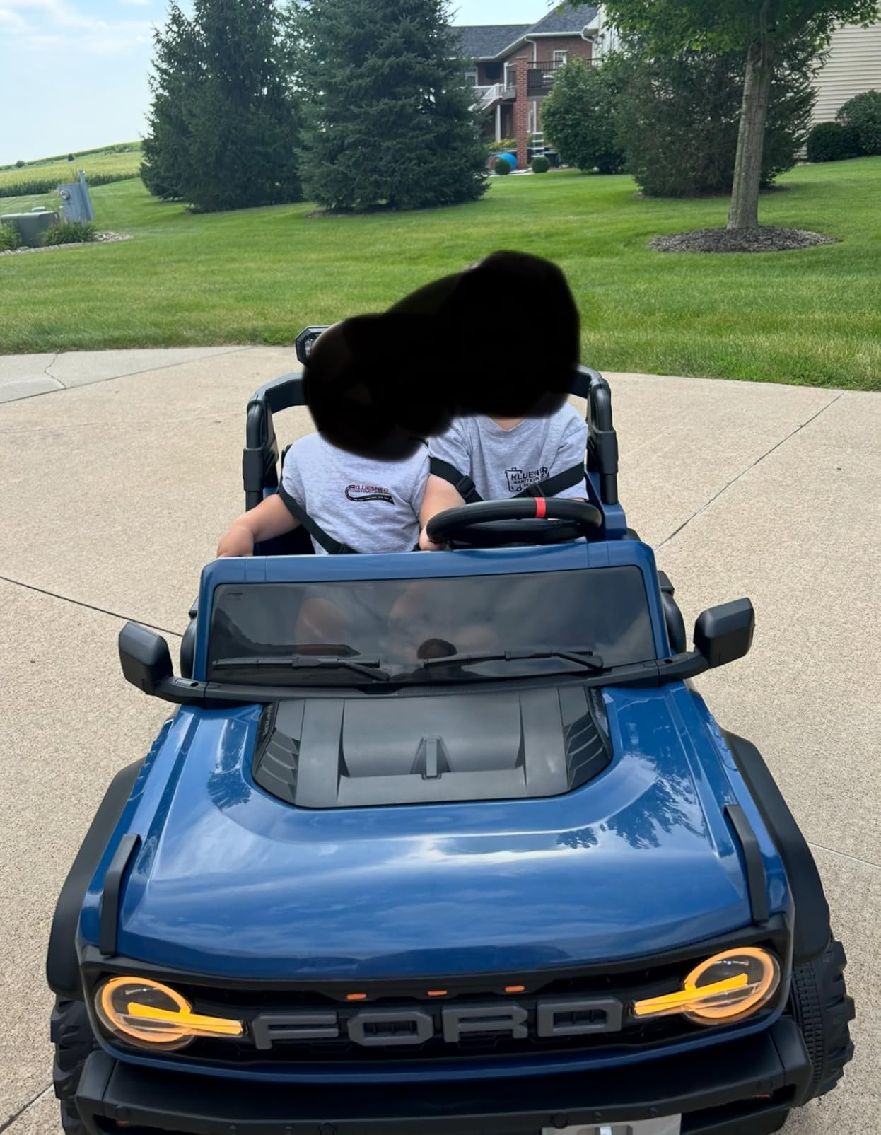 ENYOPRO 2 Seater Ride On Car for Kids, 24V Licensed Ford Bronco Raptor Electric Power Ride On Truck Toy with Remote Control, 4 Wheels Shock Absorption, Soft Start, Bluetooth, Radio, 3 Speed - Blue - Customer Photo 2