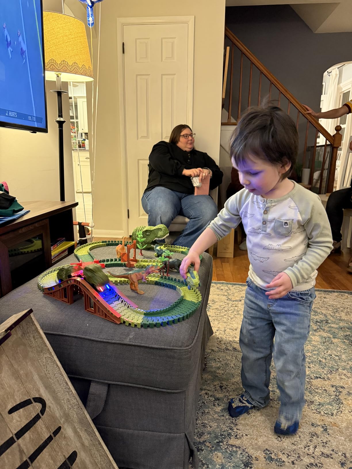 GIAT Dinosaur Track Toys - Best Birthday Gifts for 3 4 5 6 7 Year Old Boys Girls, Dinosaur Race Car Track with Light & Sound - Customer Photo 1