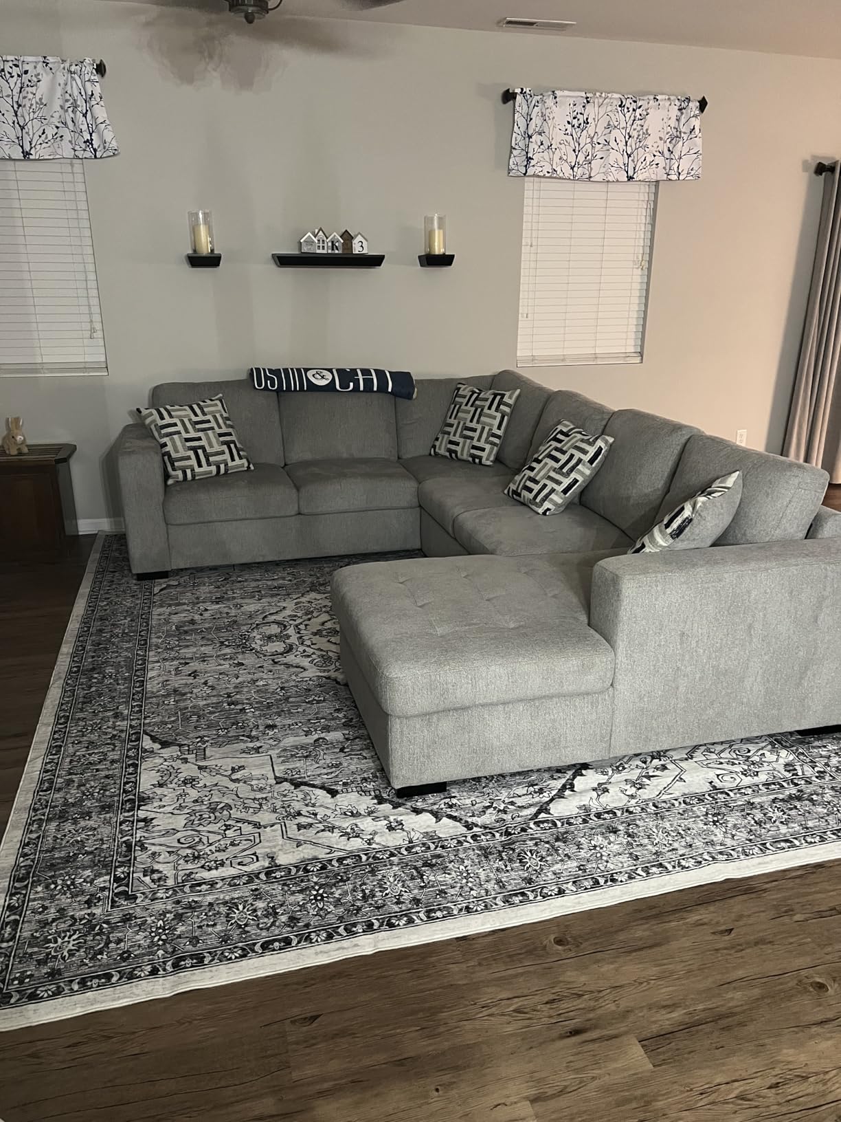 GarveeHome Washable Area Rug - 9x12, Boho Vintage, Non Slip, Soft, Non Shedding, Stain Resistant, Grey - Customer Photo 1