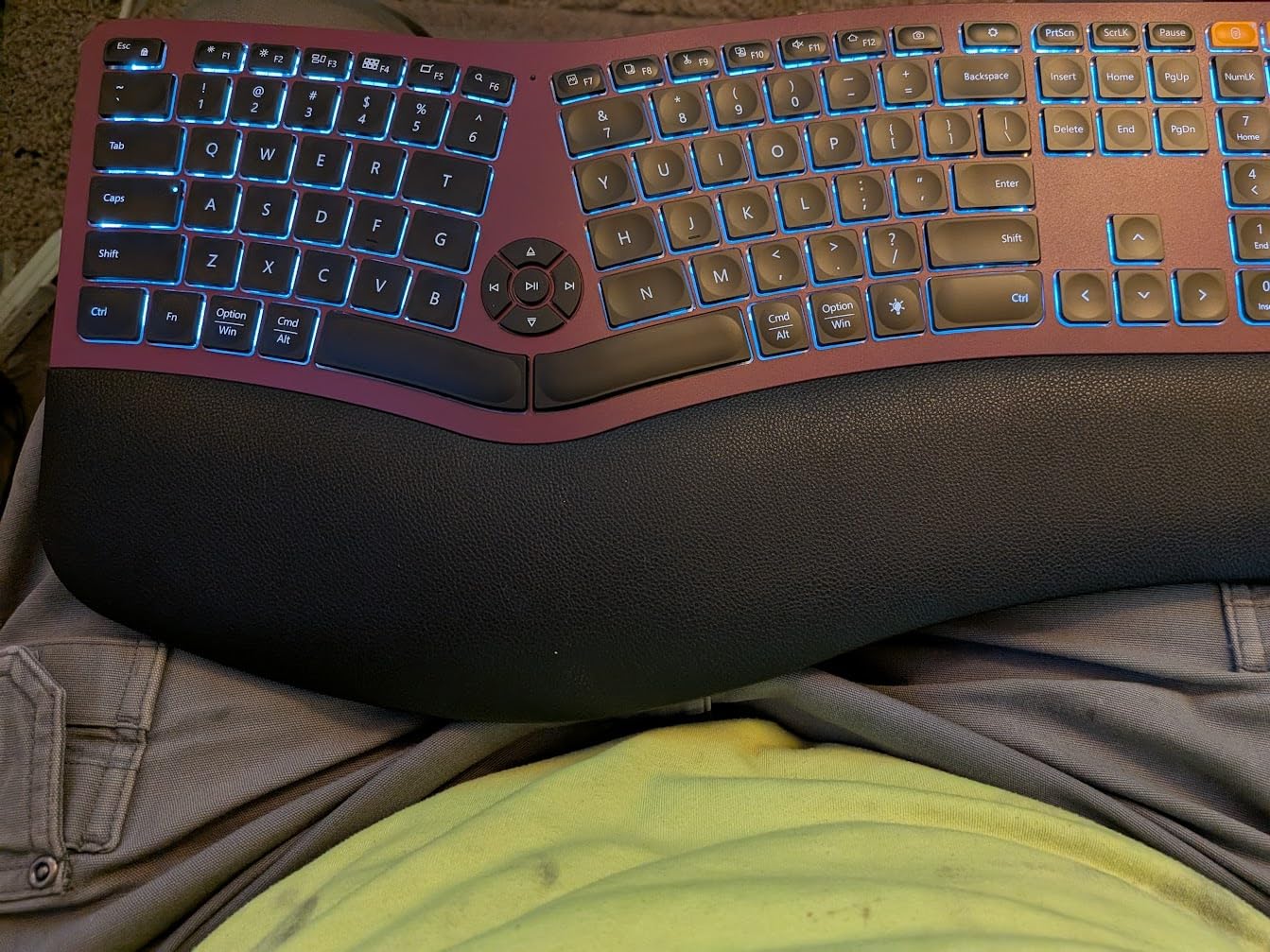 ProtoArc Backlit Bluetooth Ergonomic Keyboard, EK01 Plus Full Size Wireless Split Keyboard with Dual Bluetooth and USB, Cushioned Wrist Rest, Rechargeable, Compatible with Windows/Mac/Android, Blue Customer Review ProtoArc Backlit Bluetooth Ergonomic Keyboard, EK01 Plus Full Size Wireless Split Keyboard with Dual Bluetooth and USB, Cushioned Wrist Rest, Rechargeable, Compatible with Windows/Mac/Android, Blue - Customer Photo 1