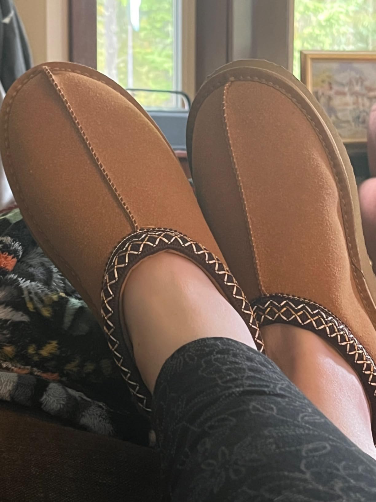 Slippers for Women Genuine Suede Water Resistant Women's Slippers with Memory Foam and Faux Fur Lining Comfy Furry Shoes Gifts for Women Footwear - Customer Photo 1