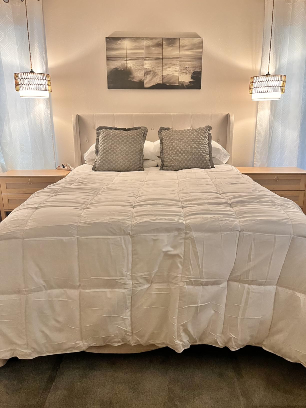 HIG 3pc Red King Size Comforter Set -All Season Reversible Down Alternative Comforter with Two Shams -Quilted Duvet Insert with Corner Tabs - Diamond Stitched Blanket - Breathable, Soft, Fluffy Customer Review HIG 3pc Red King Size Comforter Set -All Season Reversible Down Alternative Comforter with Two Shams -Quilted Duvet Insert with Corner Tabs - Diamond Stitched Blanket - Breathable, Soft, Fluffy - Customer Photo 4