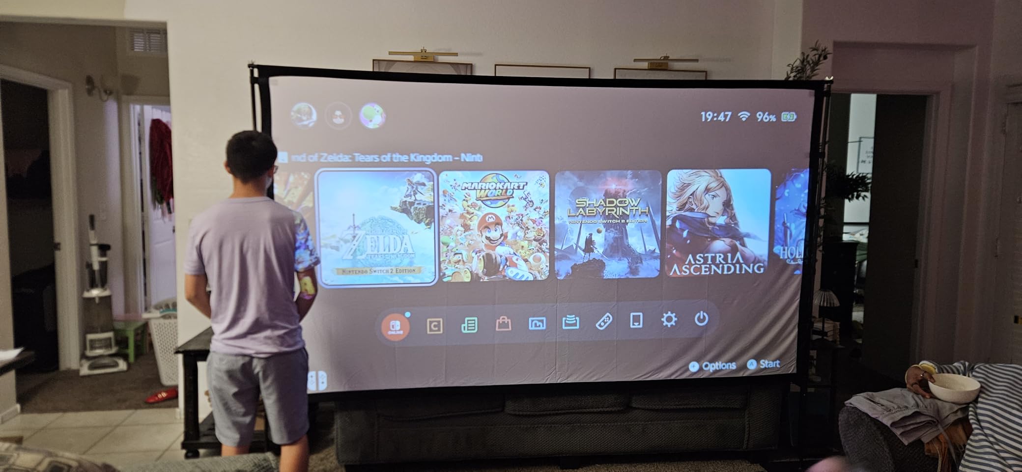 Outdoor-Projector-Screen-with-Stand - 120 inch Portable Projector Screen Indoor Outdoor Projector Screens 16:9 4K HD Lightweight Movie Screen with Carry Bag for Backyard Movie Night - Customer Photo 5