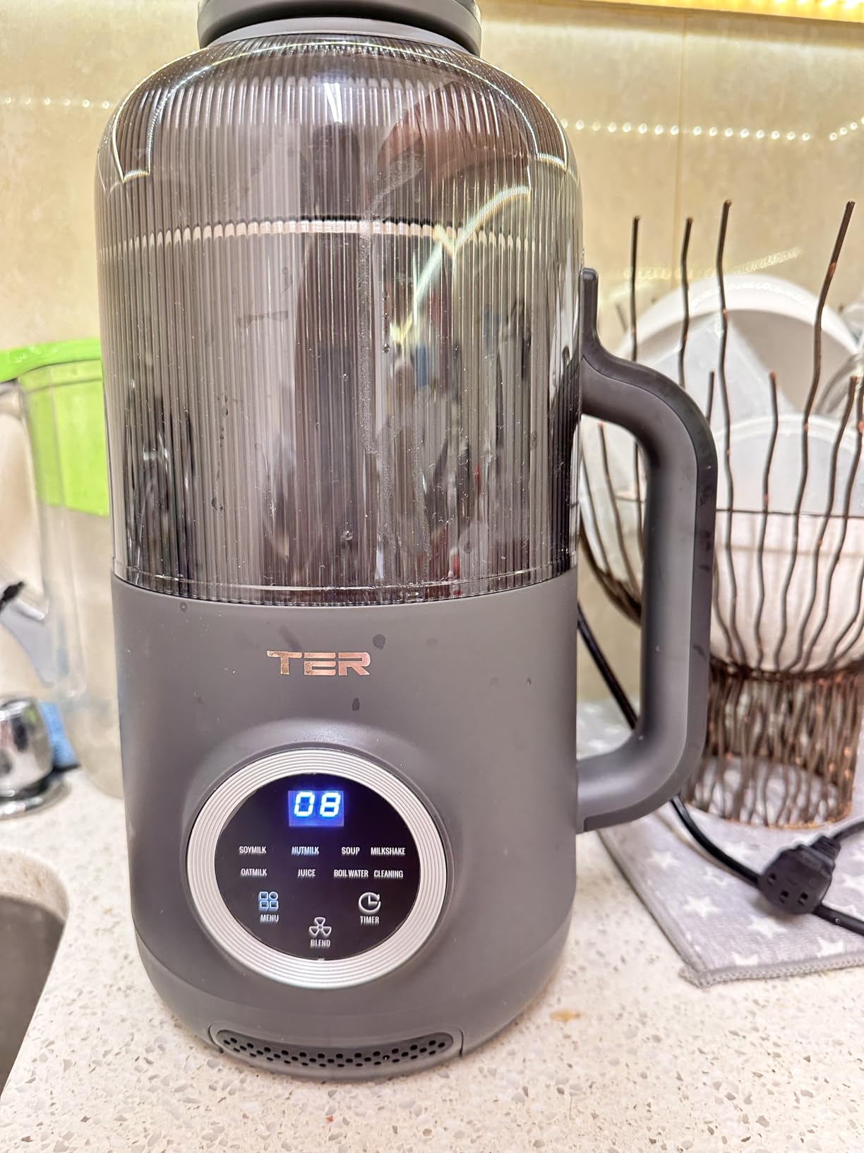 8-in-1 Nut Milk Maker, 40oz Blender Homemade Almond, Oat, Soy, Coconut Milk, Juice & Soup, Electric Bean Milk Machine with Delay Start/Auto-Clean/Boil Water/Keep Warm (Black) - Customer Photo 2