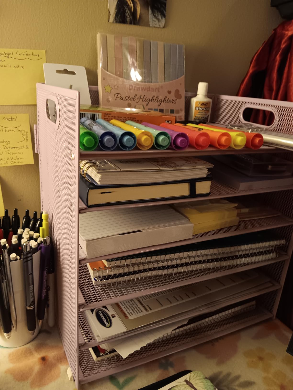 Subekyu 6 Tier Paper File Tray Organizer for Desk, Black Mesh Desk Letter Paper File Folder Accessories Sorter Organizer with Handle, Stackable Slide Tray for Office, Home or School Supplies Storage - Customer Photo 4