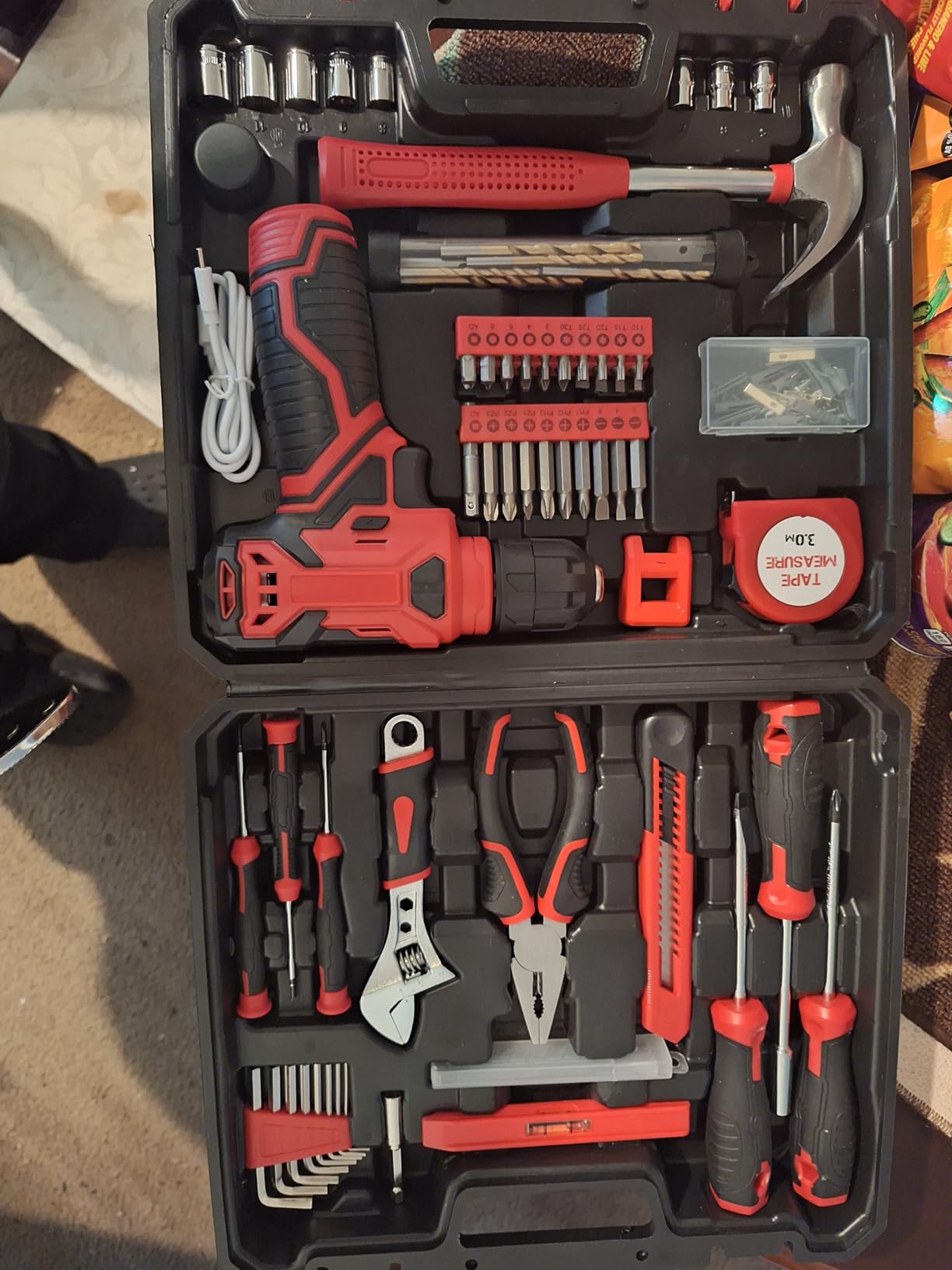 Tool Set - 8V Cordless Drill Set, 132 Piece Home Tool Set With Hand Drill, Tool Kit for Women & Men, Perfect for Homeowner, Diyer, Handyman - Customer Photo 2