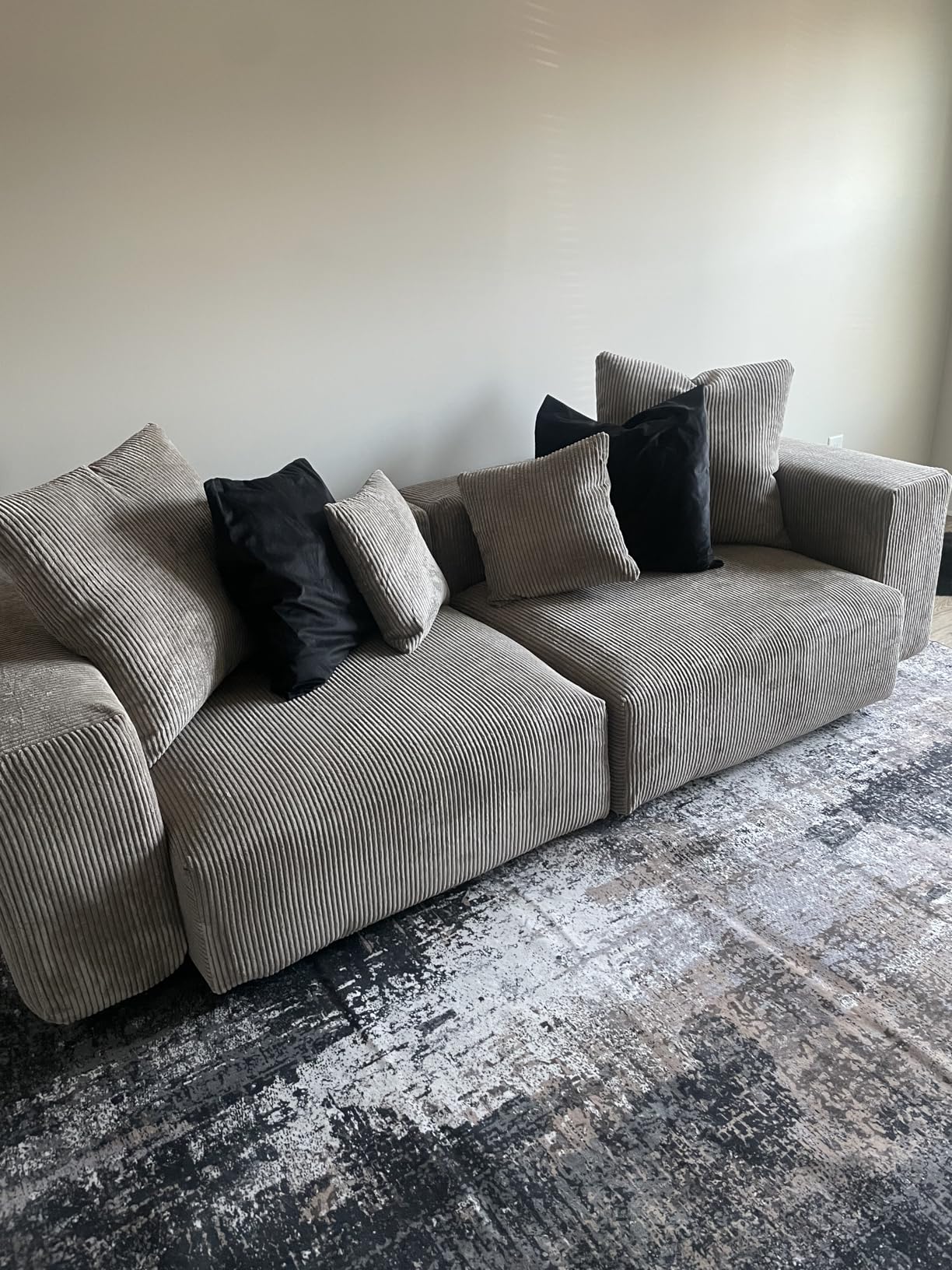 GENIMO Washable Area Rugs for Living Room Bedroom, 8x10 Modern Abstract Non Slip Rug, Low Pile Soft Contemporary Indoor Floor Carpet Cover for Dinning Room Kitchen, Black - Customer Photo 3