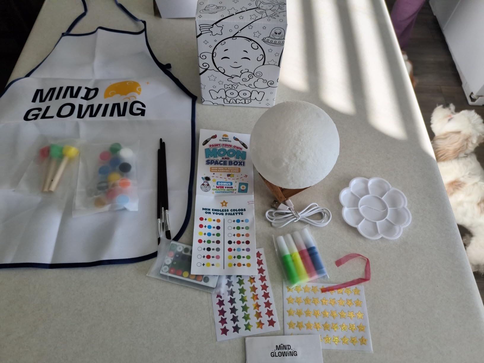 Mind-Glowing Paint Your Own Moon Lamp - Night Light for Kids with Painting Kit, Remote Control, Wood Stand - Arts & Crafts for Kids Ages 8-12 - Customer Photo 2
