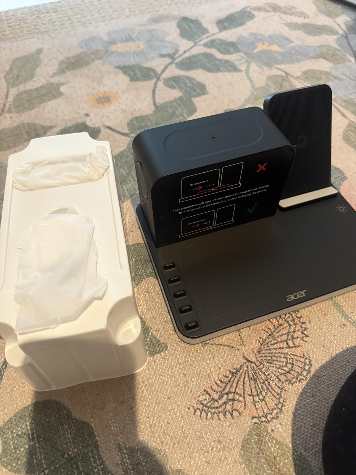 acer 7-in-1 Wireless Charging Station: Charger Stand for Multiple Devices for Apple - iPhone 16 15 14 13 12 Pro Max Apple Watch Airpods, Wireless Charger iPhone Charging Station with Bluetooth TimeSyn - Customer Photo 3