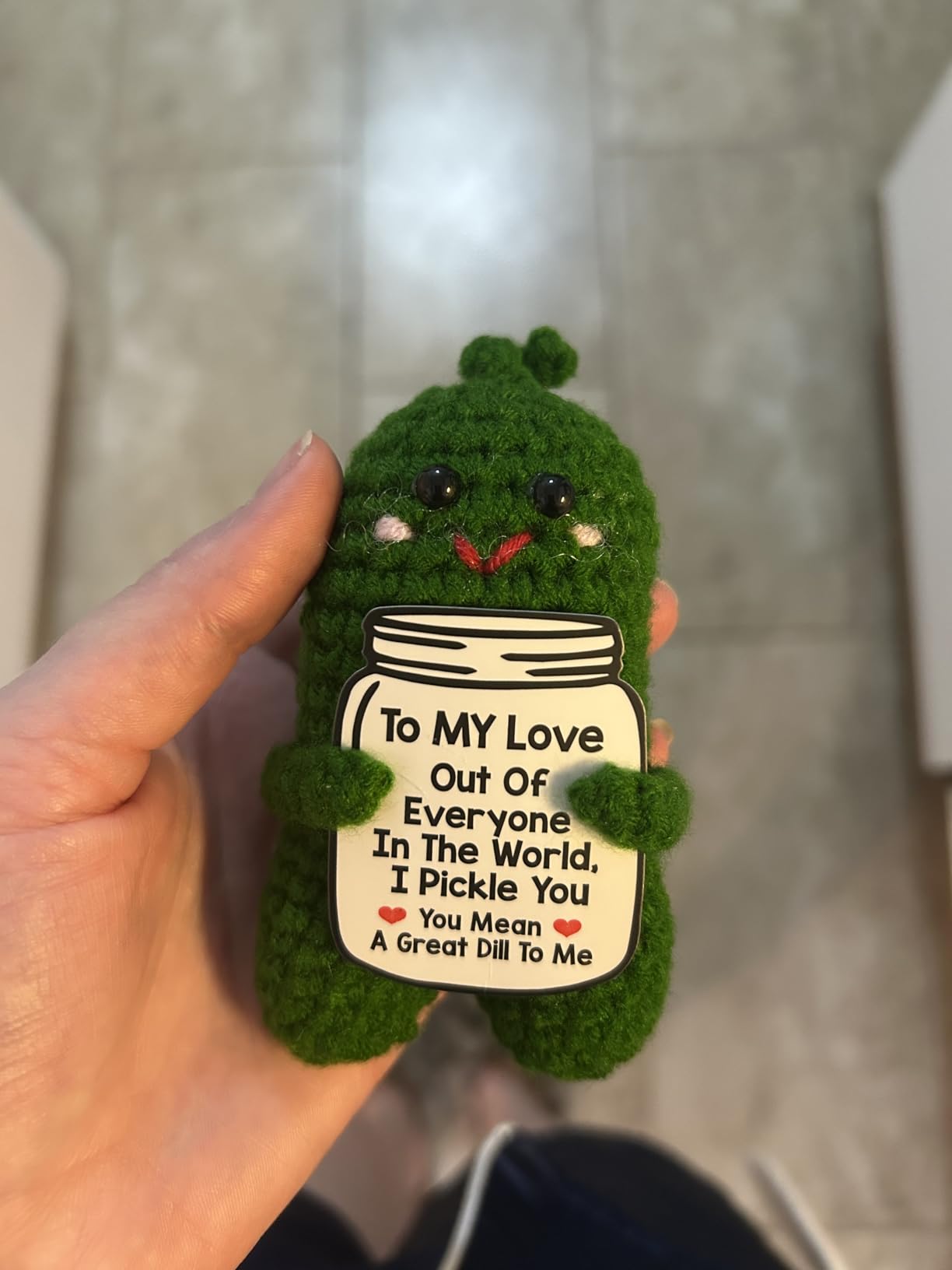 I Love You Gifts for Her Him Christmas Birthday Gifts for Boyfriend Girlfriend Stocking Stuffers,To My Love Wedding Anniversary Romantic Gifts for Women Men Valentines Day Gift Handmade Crochet Pickle - Customer Photo 2
