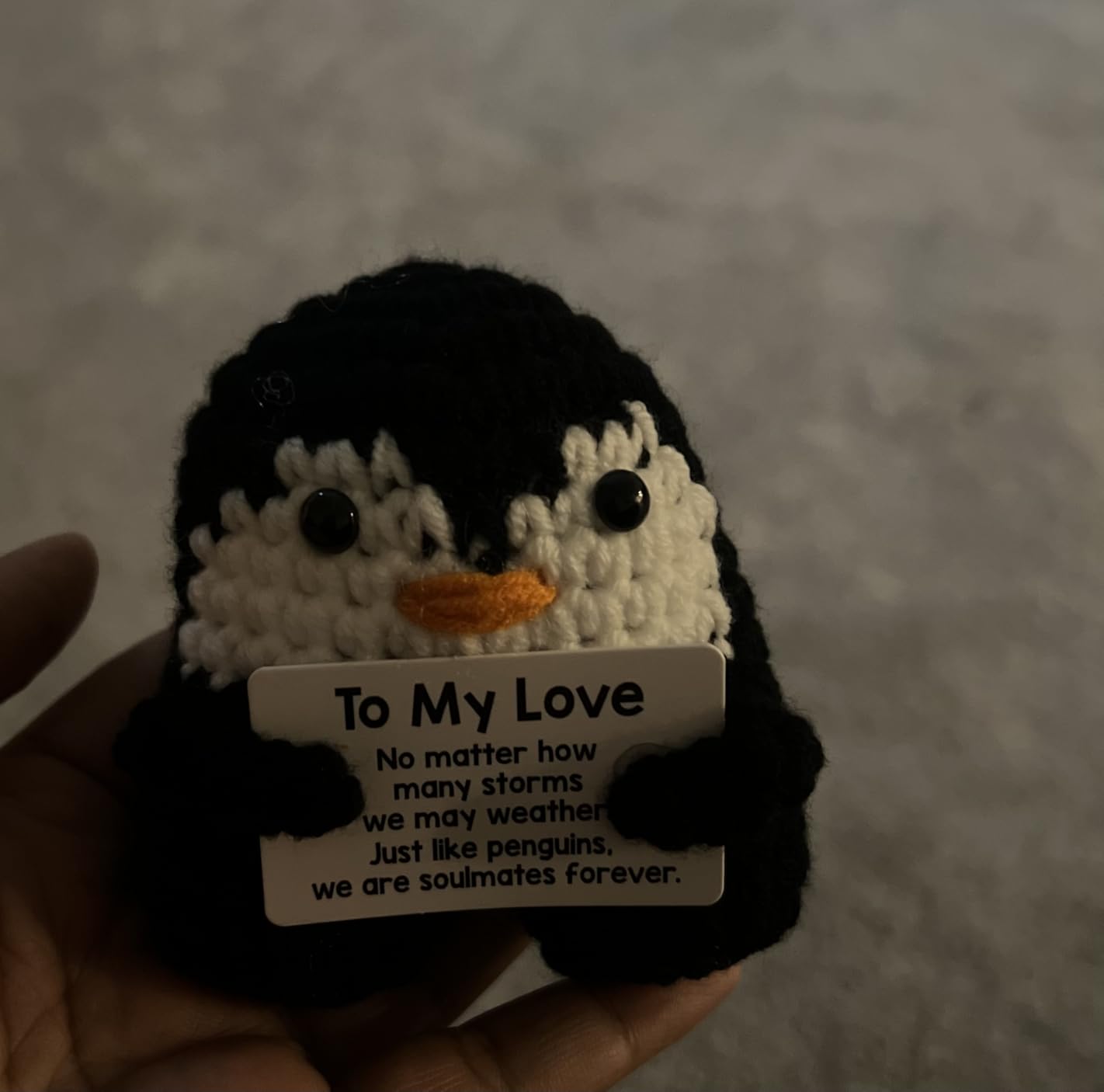 Gifts for Her Wife from Husband Birthday Christmas, To My Wife Handmade Crochet Emotional Mini Funny Penguin, Romantic Wedding Anniversary Valentines Gifts for Women Her, Small Cute Love Sign Decor - Customer Photo 1