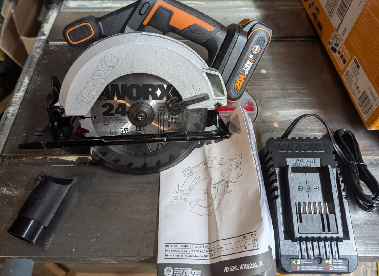 Worx 20V Cordless Electric Circular Saw 6-1/2'' Max. 2-3/16