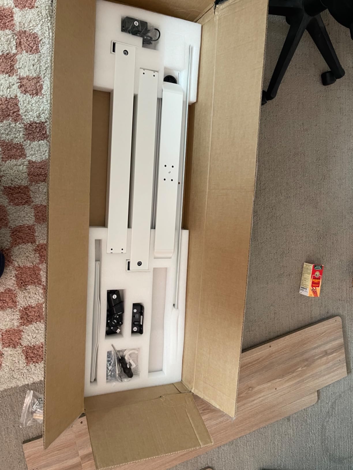 TIQLAB 48 * 24 Inch Standing Desk with Two Drawers, Stand Up Standing Desk Adjustable Height, Electric Sit Stand Table with Storage Shelf and Splice Board, Maple - Customer Photo 2