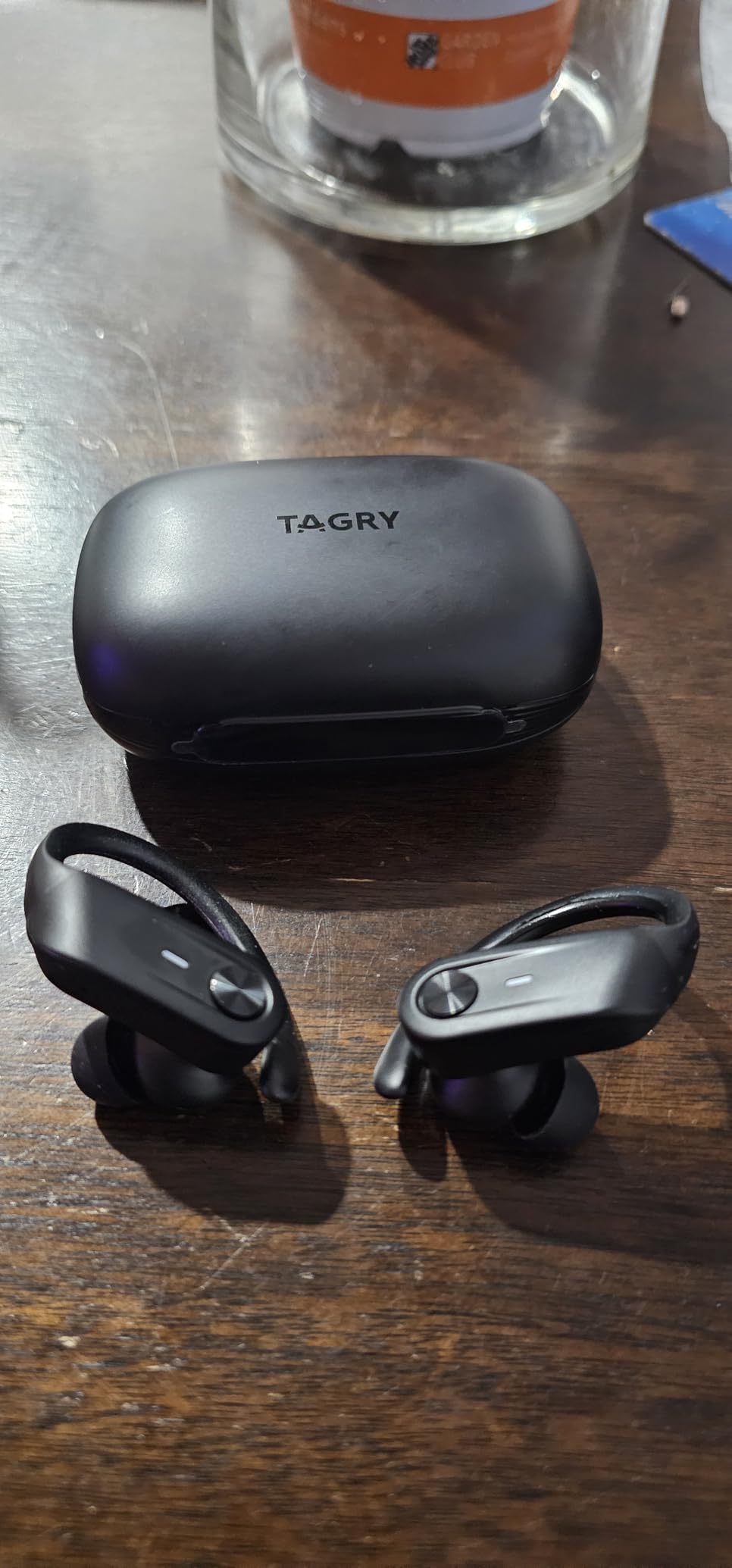 TAGRY Bluetooth Headphones Wireless Earbuds 80Hrs Playtime IPX7 Waterproof Digital Display Sport Ear Buds with Earhook Mic in-Ear Earphones Stereo Sound Earbud for Workout Running Exercise Gym Black - Customer Photo 2