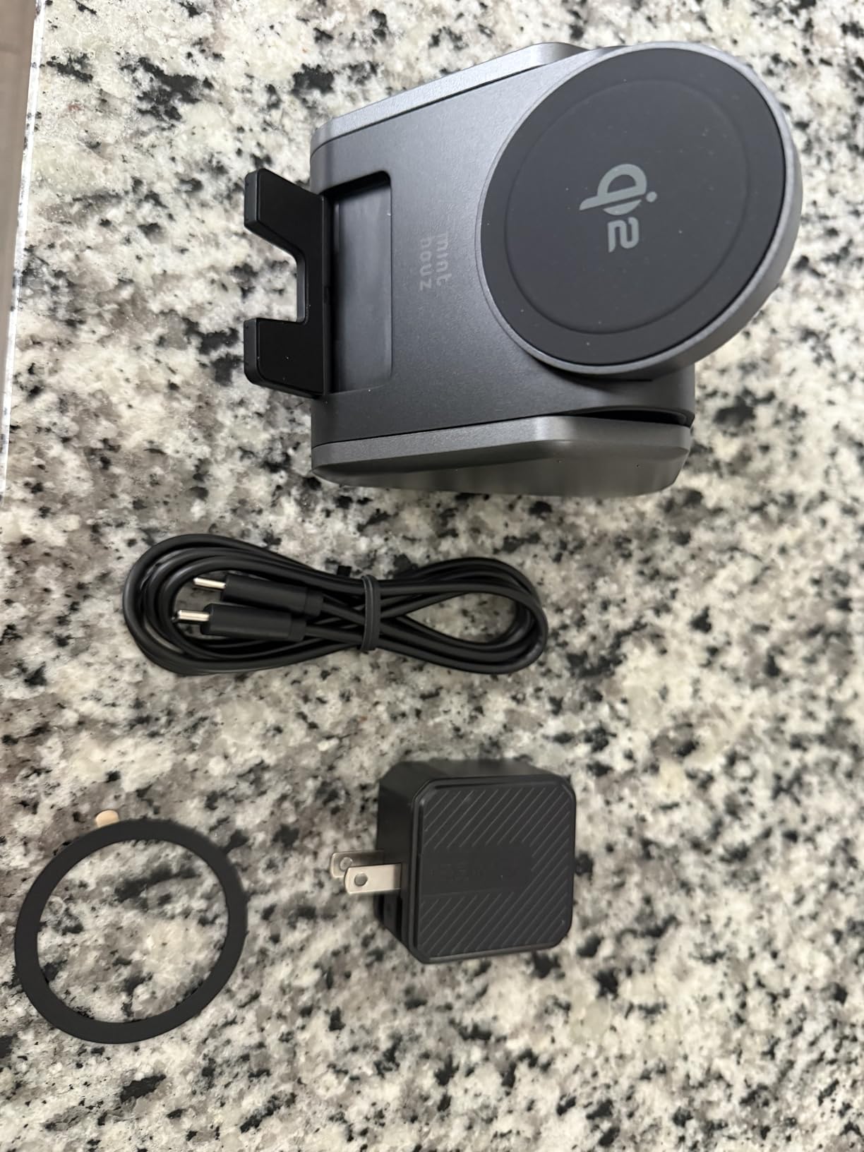 3 in 1 Charging Station, Mag Safe Wireless Charger Stand, Qi2 Certified, 15W Multiple Device Magnetic Charging Station for iPhone 16,15,14,13,12 Series, Apple Watch, AirPods (USB-C Charger Included) - Customer Photo 4