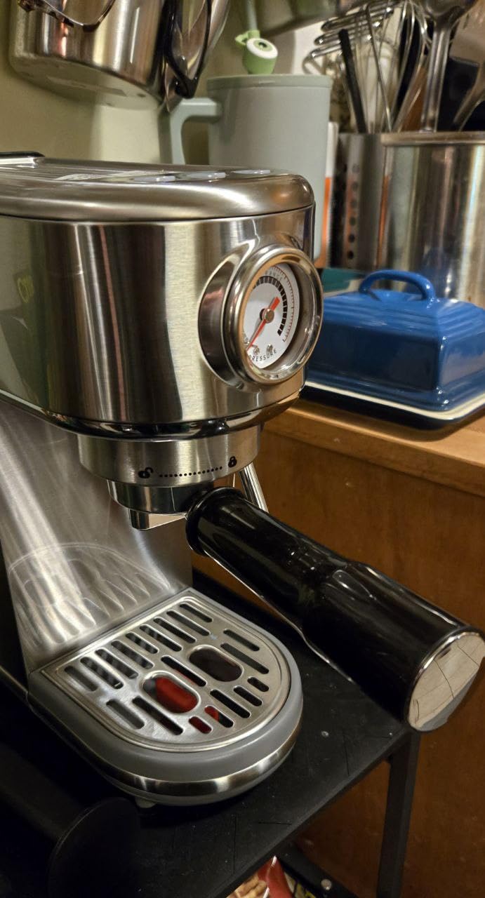 Espresso Machine with Milk Frother, 20 Bar High Pressure Professional Espresso Maker Automatic, Compact Stainless Steel Coffee Machine for Cappuccino, Latte, Gift for Coffee Lover, Dad or Mom, Silver Customer Review Espresso Machine with Milk Frother, 20 Bar High Pressure Professional Espresso Maker Automatic, Compact Stainless Steel Coffee Machine for Cappuccino, Latte, Gift for Coffee Lover, Dad or Mom, Silver - Customer Photo 1