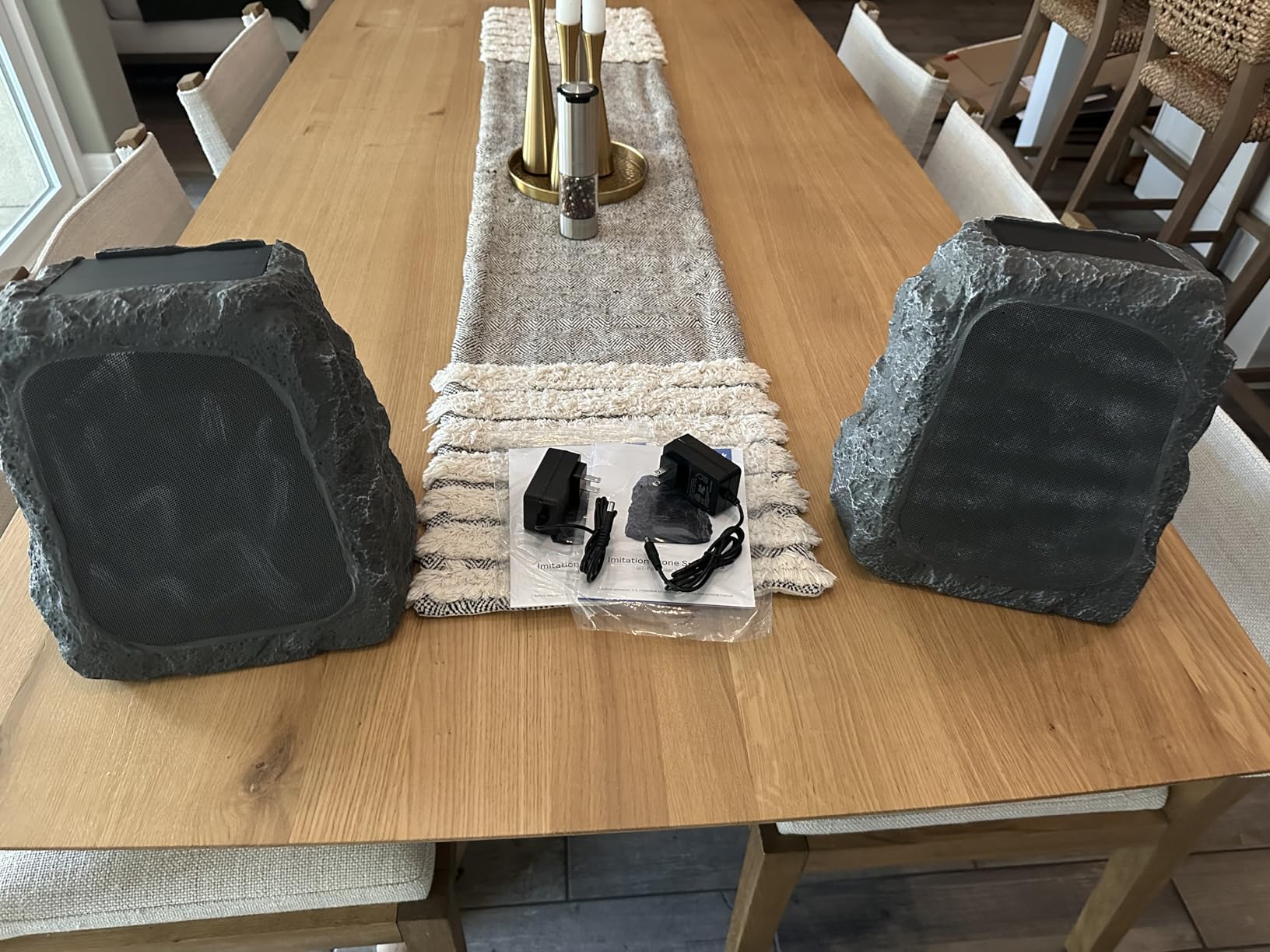 BlitzRock Outdoor Rock Speakers Wireless 80W Power Solar-Powered, 2 Drivers, Auto-Sync and Pair 100+ Speakers, IPX7 Waterproof, 24H Playtime Garden, Patio, Pool, Ideal for Music Entertainers - 2 Pack - Customer Photo 1