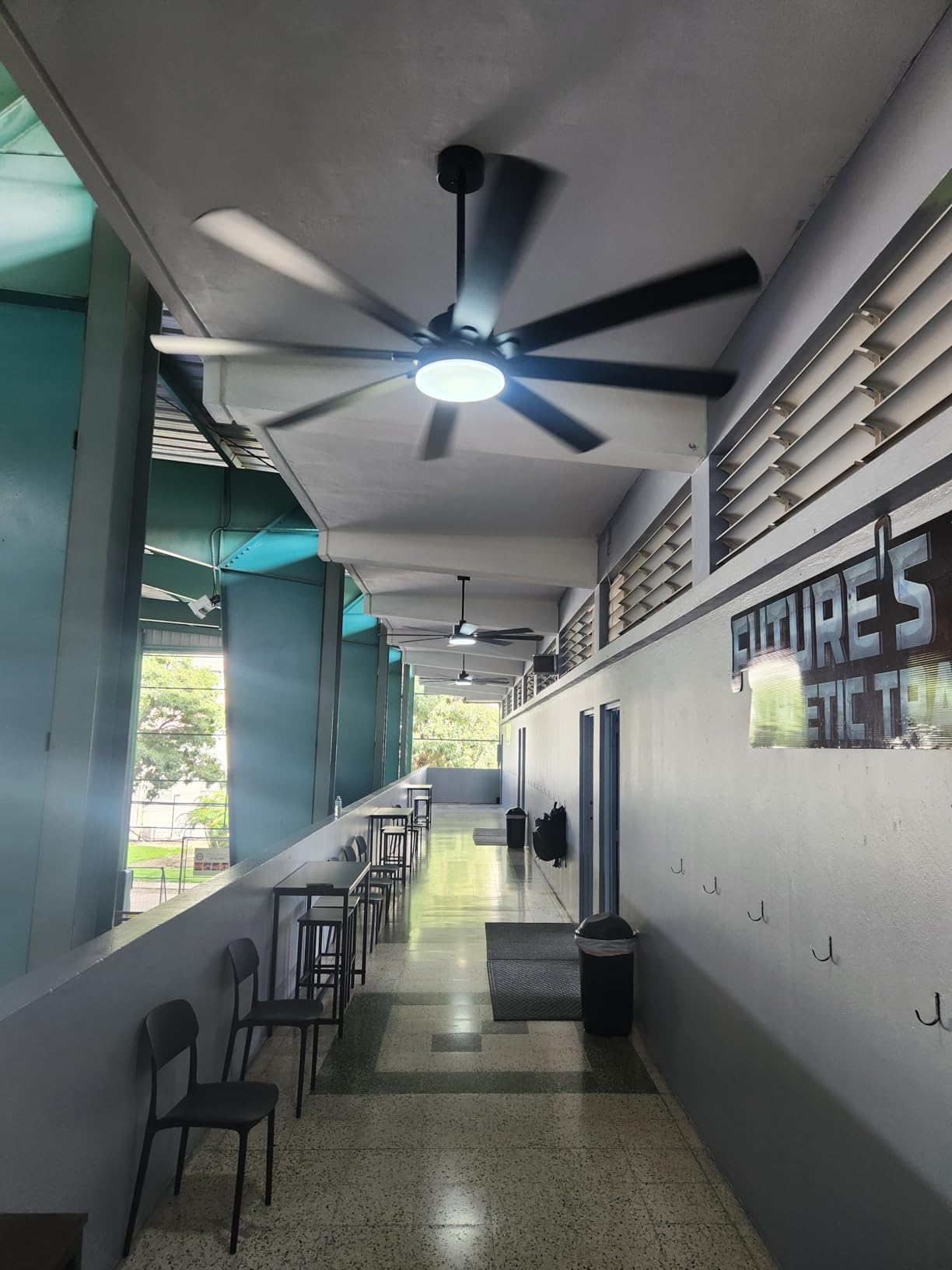 72 Inch Large Ceiling Fan with Remote, Indoor/Outdoor Industrial Ceiling Fan with Large LED Panel, Quiet Reversible DC Motor, 6-Speed, 3CCT, Black Ceiling Fans with Light for Patio, Livingroom, Garage - Customer Photo 1