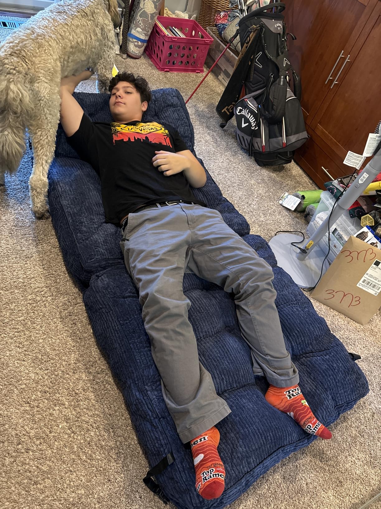 MAXYOYO Folding Sofa Bed, Convertible Sleeper Chair with Pillow Foldable Mattress with Back Support, Portable Fold Out Chair Bed Comfy Floor Sofa Lounge for Living Room Bedroom, Black, Single - Customer Photo 2