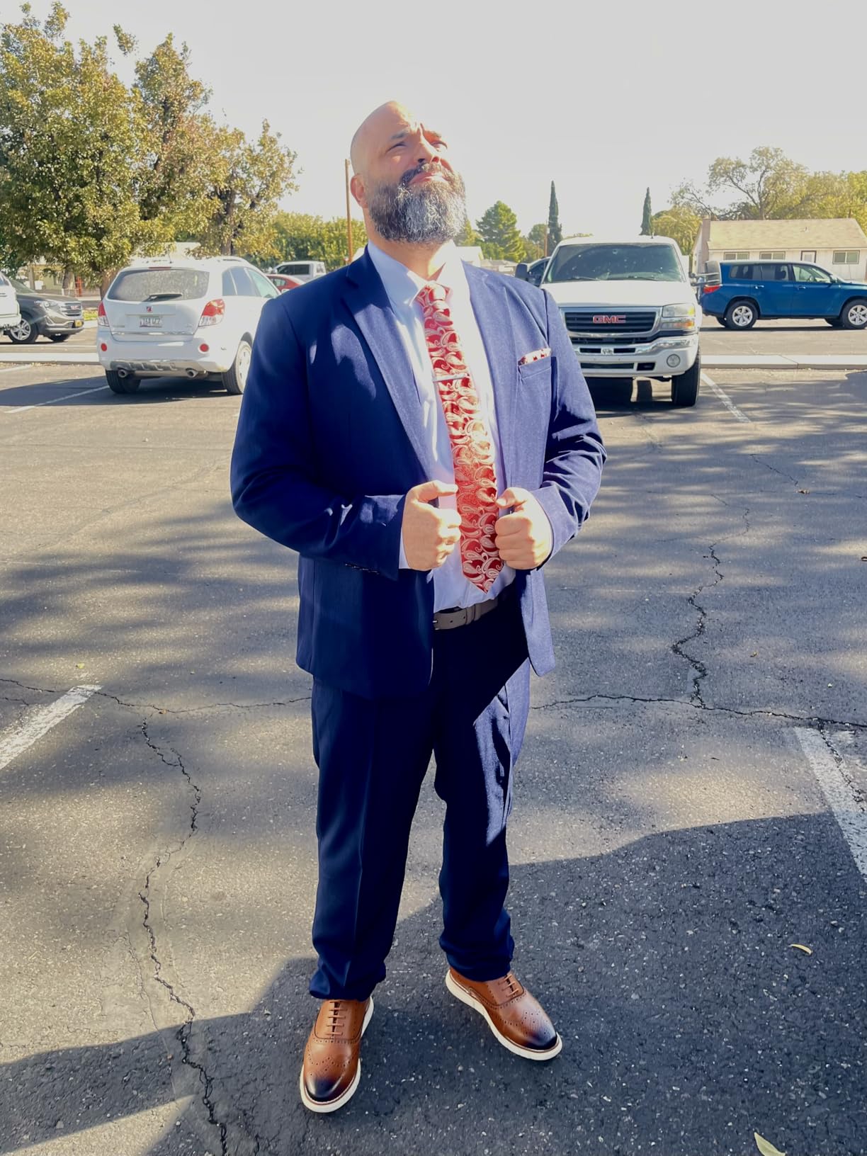 WULFUL Men's 2 Piece Slim Fit Suit Set One Button Blazer Jacket Pants Tuxedo Set for Party, Wedding and Business - Customer Photo 2