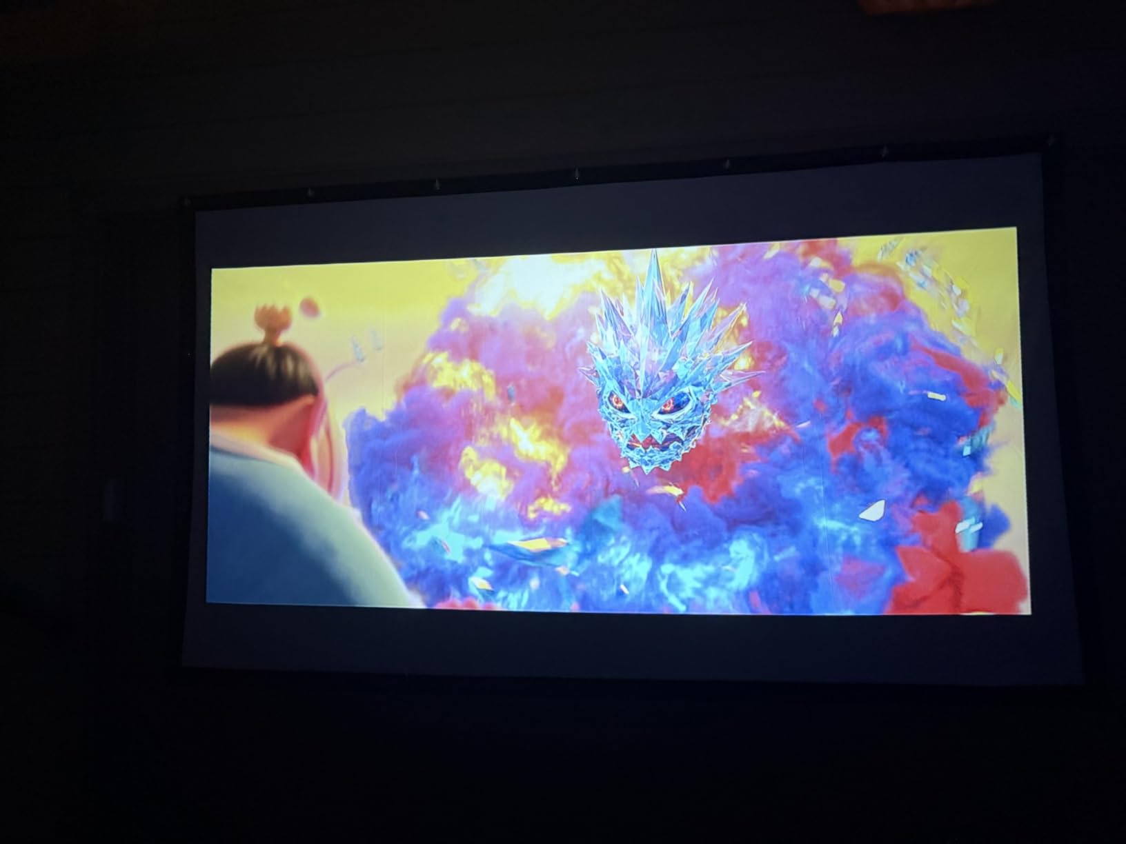 120 inch Projector Screen,2025 Upgraded- Black Backing Movies Screen,16:9 Foldable Anti-Crease Portable Projector Screens,Indoor Outdoor Washable for Home, Party, Office, Classroom - Customer Photo 3