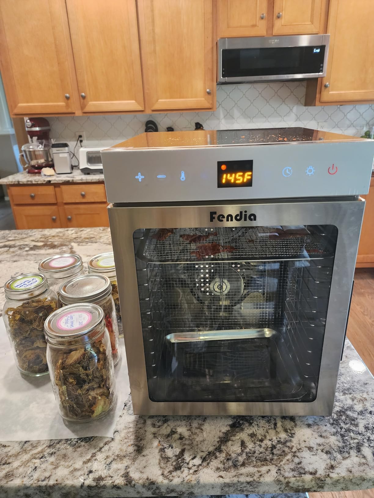 Food Dehydrator for Jerky, 12 Stainless Steel Trays, 1200W Fruit Dehydrator, 24H Timer and 190°F Temperature Control, Overheat Protection, Food Dryer for Jerky, Herbs, Fruit, Dog Treats - Customer Photo 1