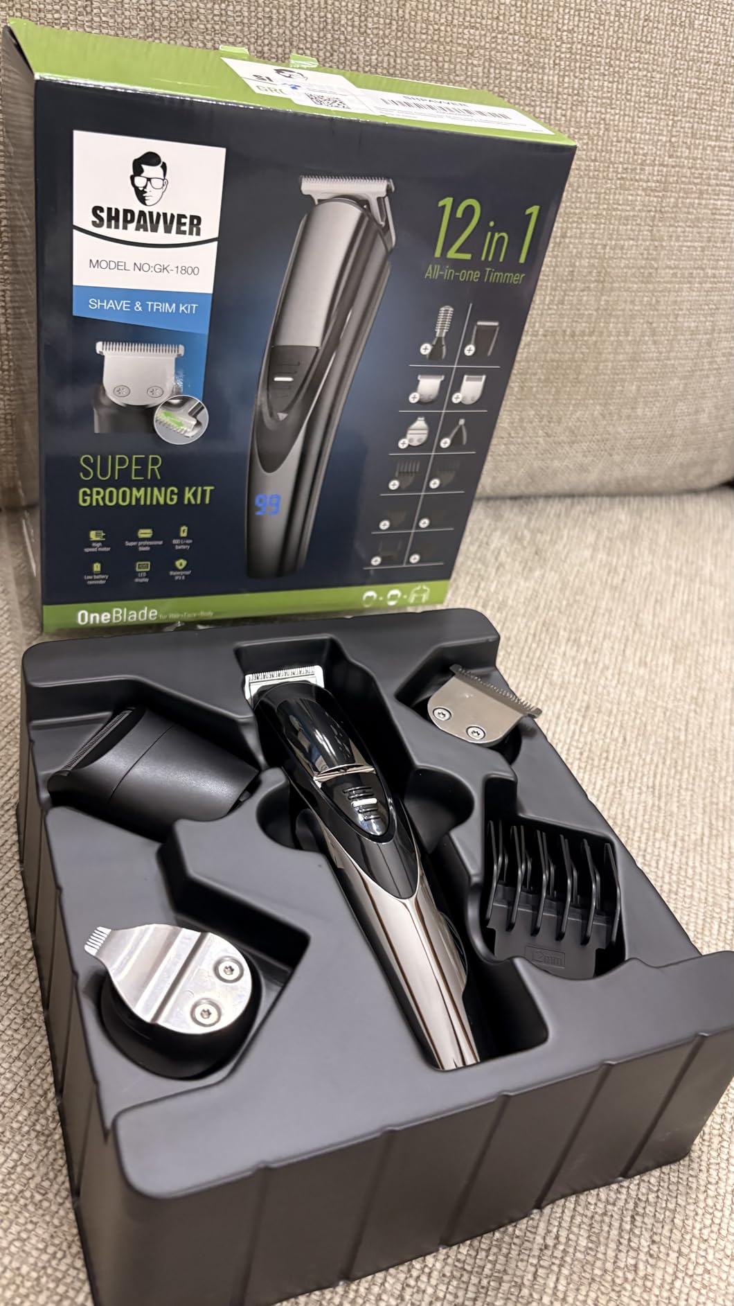 SHPAVVER Beard Trimmer for Men: Professional Barber Hair Clippers - 12-in-1 Cordless Grooming Kit - Waterproof Electric Razor with Turbo Speed & Precision Blades - Customer Photo 1