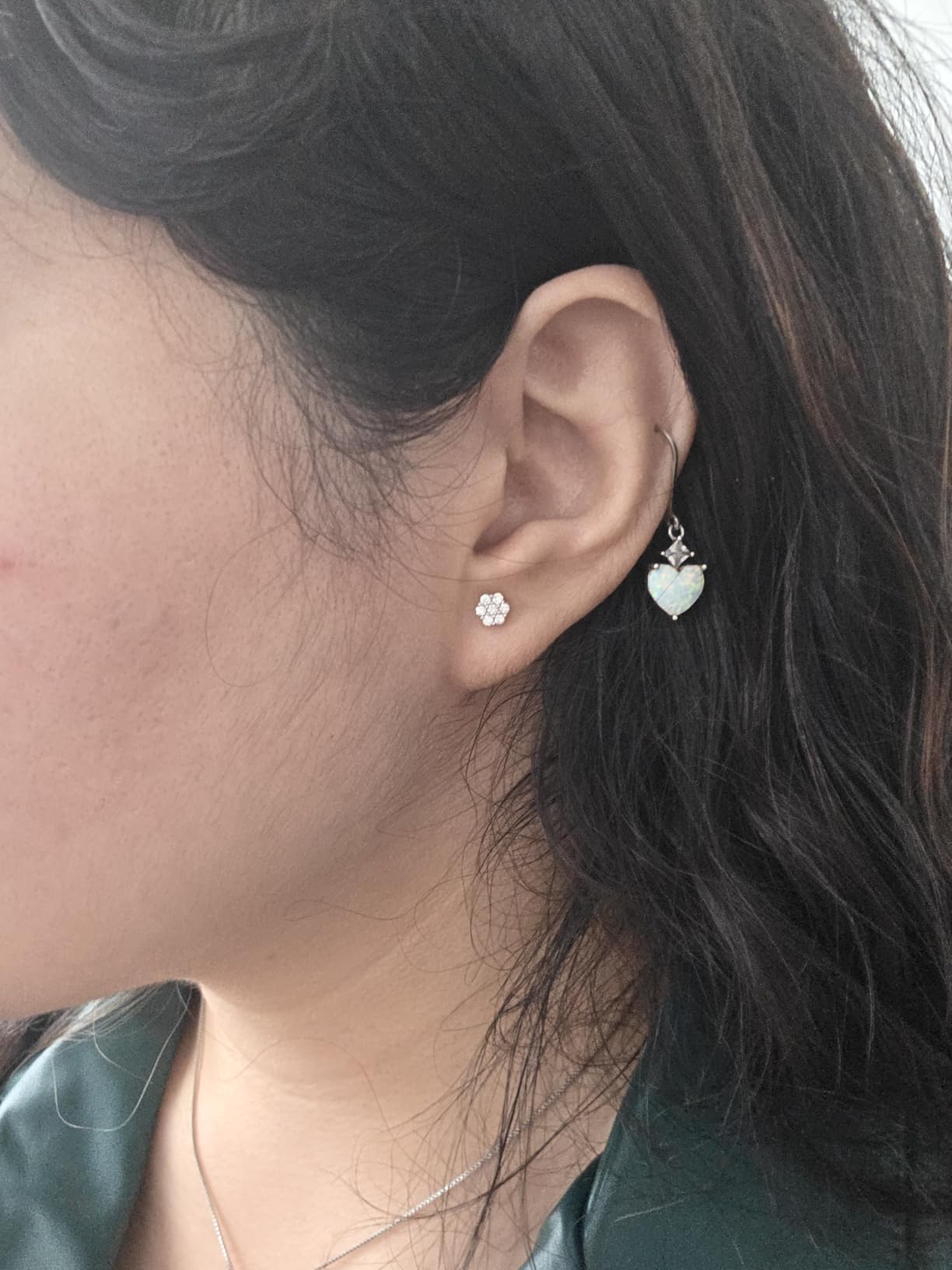 Gilded Lab-Grown Diamond 7 Stone Flower Earrings for Women in 925 Sterling Silver and 14KT Yellow Gold Plated Silver | Hypoallergenic Fine Jewelry | Hinged Closure | SI1 Clarity, F Color |1/4 Carat Total Weight - Customer Photo 3