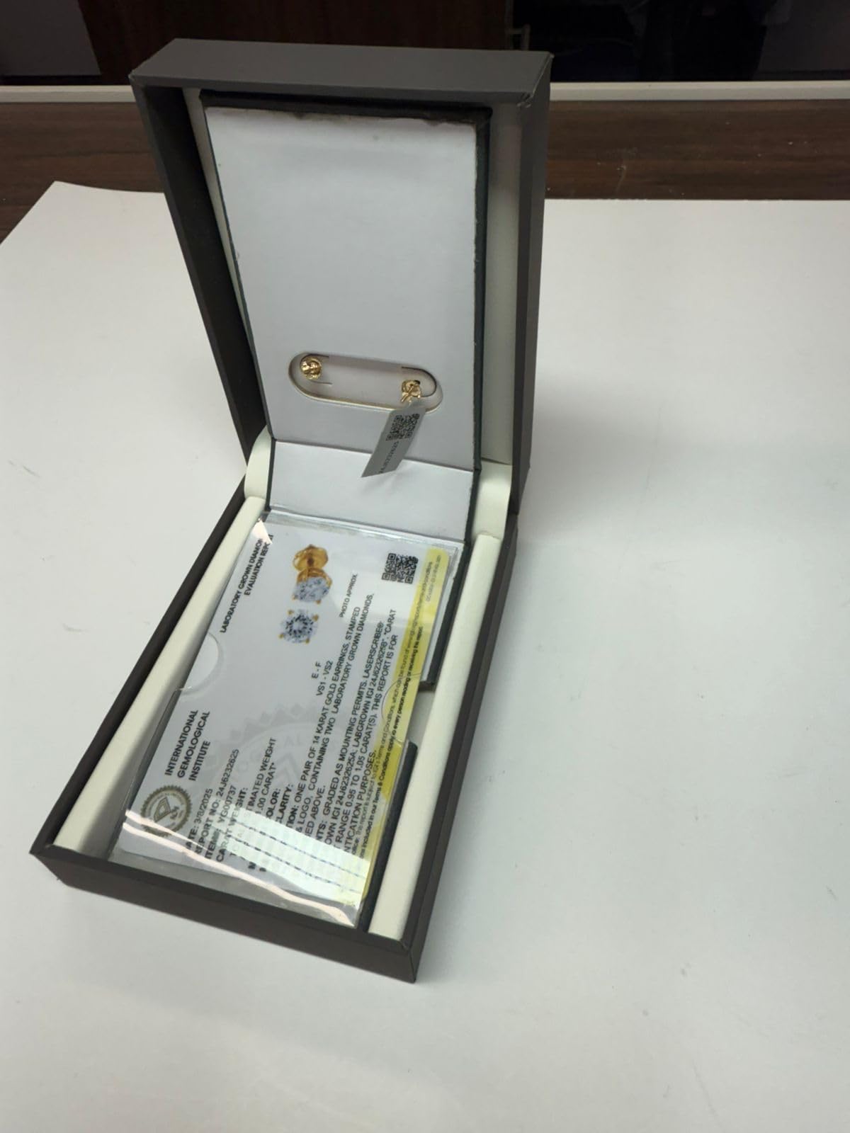 Gilded IGI Certified Lab-Grown Diamond 14KT White Gold and Yellow Gold Stud Earrings for Women| Hypoallergenic Fine Gold Jewelry | 4-Prong Basket, Screw Back Nut | VSI1 Clarity, E-F Color, Round Cut and Princess Cut | 1-2-3 Carat Total Weight - Customer Photo 2