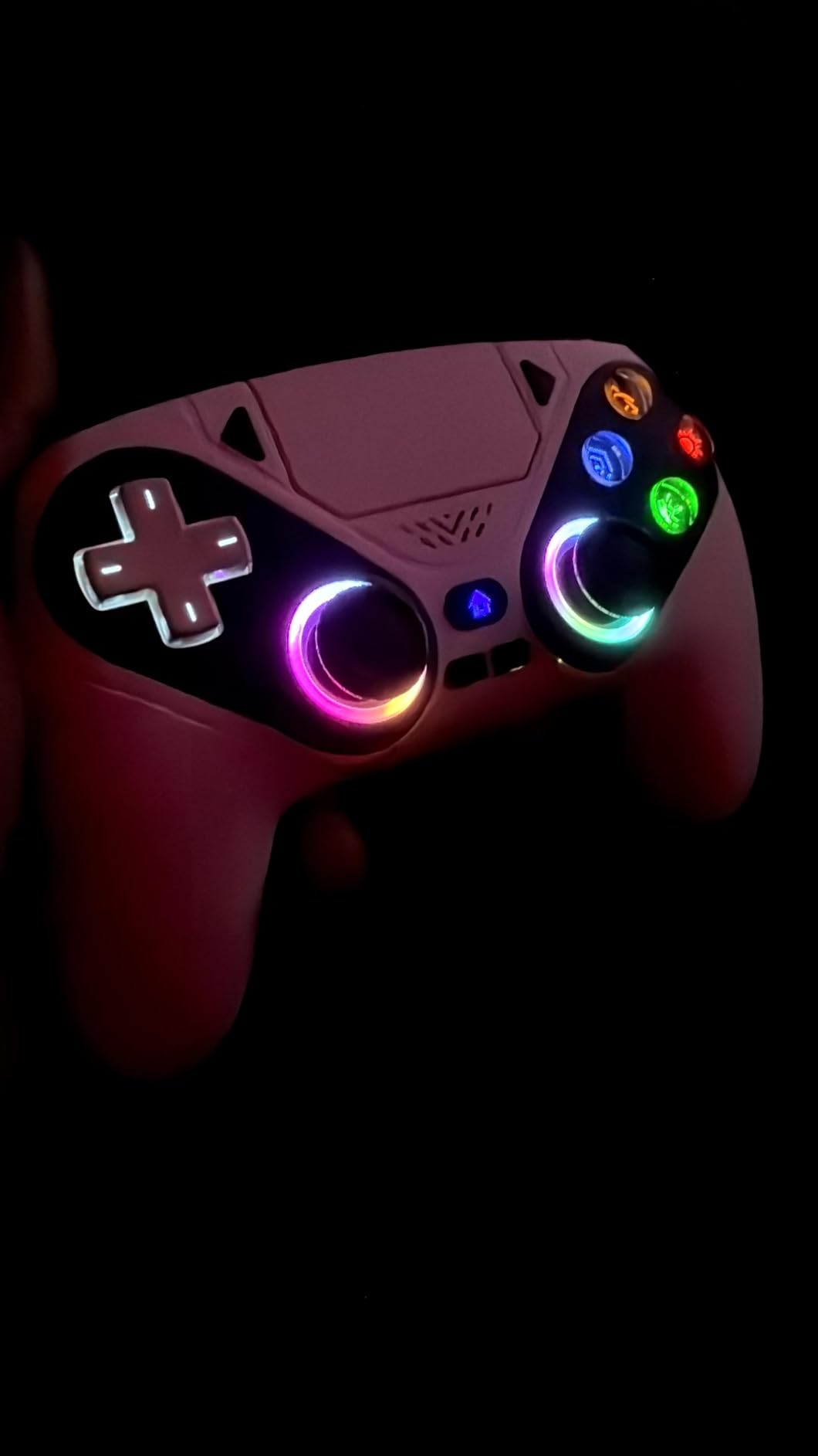 Gamrombo LED Wireless Controller for PS5, Compatible with PS5 Pro/Slim/PC, Dual Vibration, Macro/Turbo Function, 3.5mm Audio Jack, 6-Axis Motion Contro Gamepad with Speaker(White) - Customer Photo 1