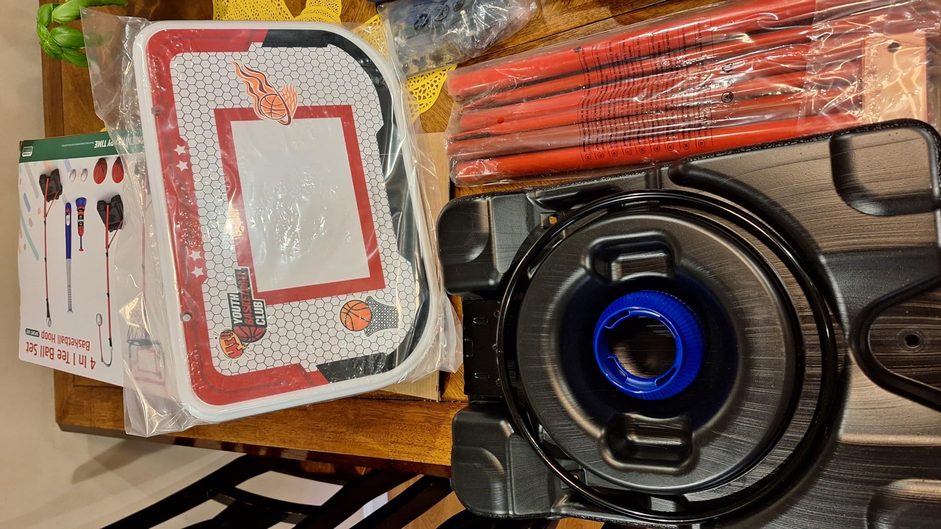 4 in 1 Kids Basketball Hoop and T-Ball Set - Adjustable Hanging T-Ball Stand with Automatic Pitching Machine, Indoor Outdoor Sports Toys, Christmas Birthday Gifts for Boys Girls Ages 3-8 - Customer Photo 2