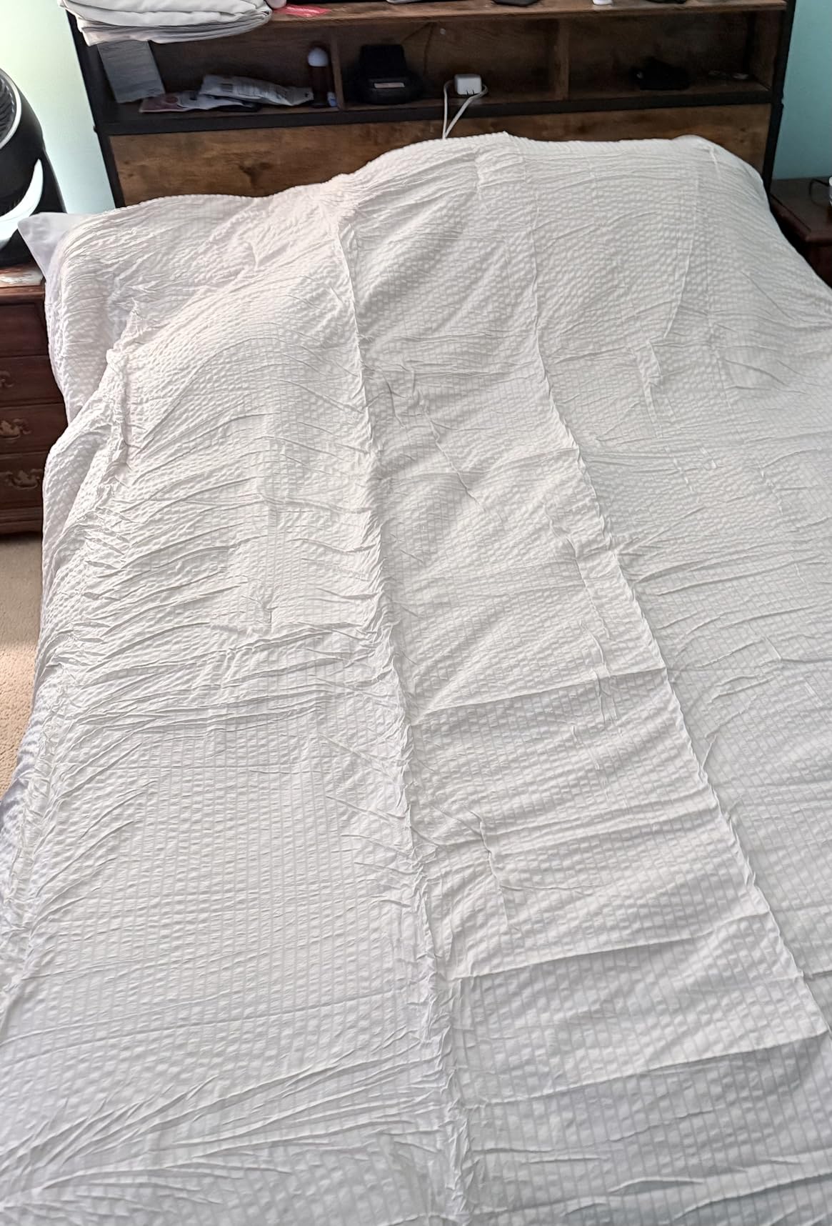 CozyLux Queen Comforter Set Black - 7 Pieces Striped Seersucker Bed in a Bag, Soft Lightweight Boho Bedding Set with All Season Comforters Queen Size, Sheets, Pillowcases & Shams - Customer Photo 2