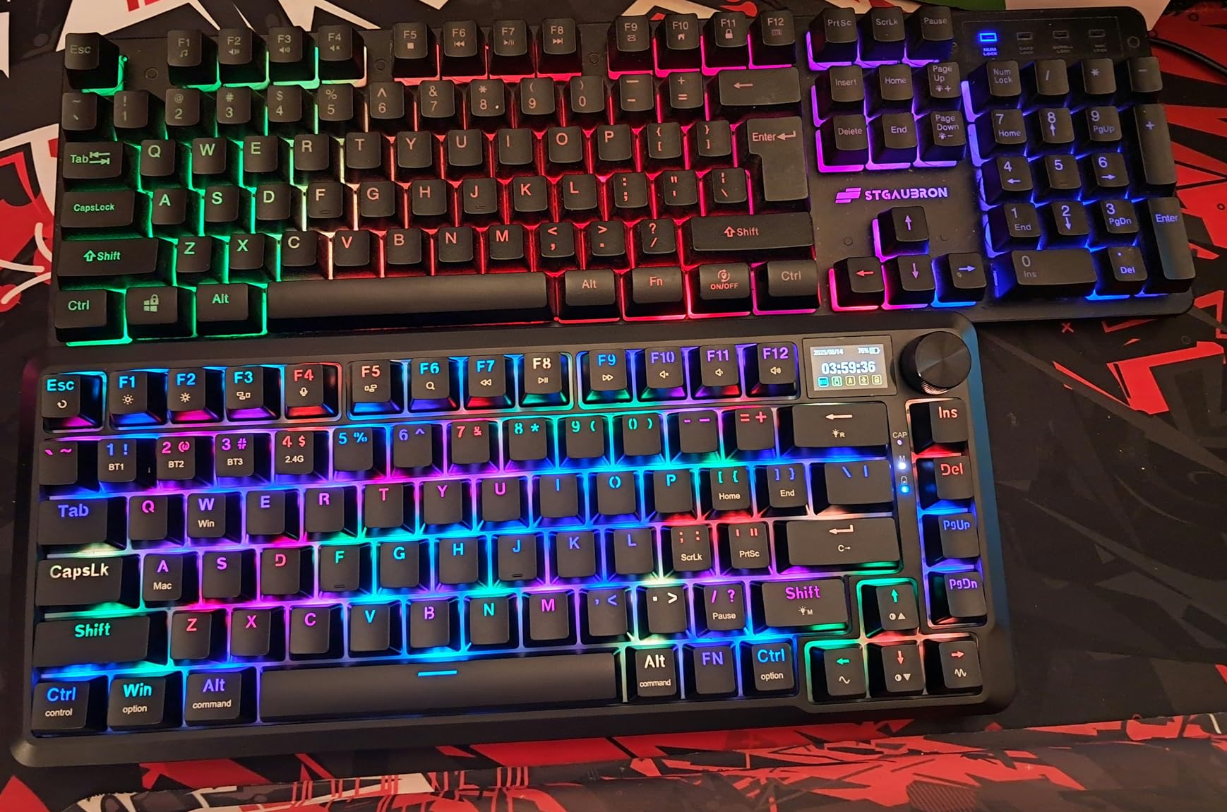 Redragon K708 Pro Wireless Mechanical Gaming Keyboard - Gasket-Mounted RGB Backlit, 81 Customizable Keys, 3-Mode (2.4G/Bluetooth/USB), Hot-Swap Pre-Lubed Switches, Screen & Control Knob - White Green - Customer Photo 4