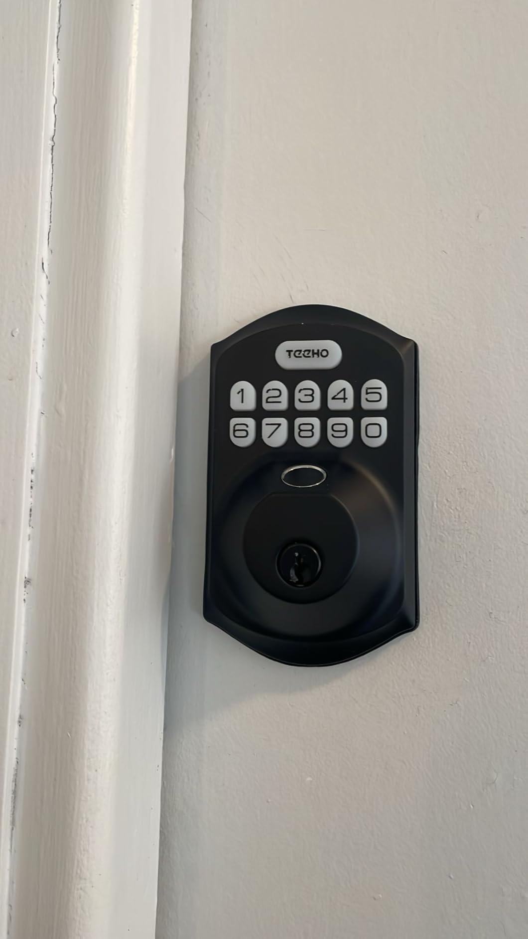 TEEHO TE012W WiFi Smart Lock, Fingerprint Door Lock with Built-in Wi-Fi, Keyless Entry Keypad Smart Deadbolt, App Remote Control, Alexa Compatible, IP55 Waterproof for Front Door – Matte Black Customer Review TEEHO TE012W WiFi Smart Lock, Fingerprint Door Lock with Built-in Wi-Fi, Keyless Entry Keypad Smart Deadbolt, App Remote Control, Alexa Compatible, IP55 Waterproof for Front Door – Matte Black - Customer Photo 1