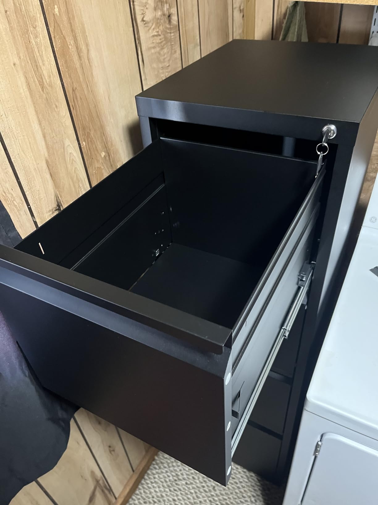 File Cabinet 4 Drawer with Lock, Vertical Filing Cabinets for Home Office, Metal Steel Storage Cabinet for Letter/Legal Size File, Assembly Required(Black) Customer Review File Cabinet 4 Drawer with Lock, Vertical Filing Cabinets for Home Office, Metal Steel Storage Cabinet for Letter/Legal Size File, Assembly Required(Black) - Customer Photo 2