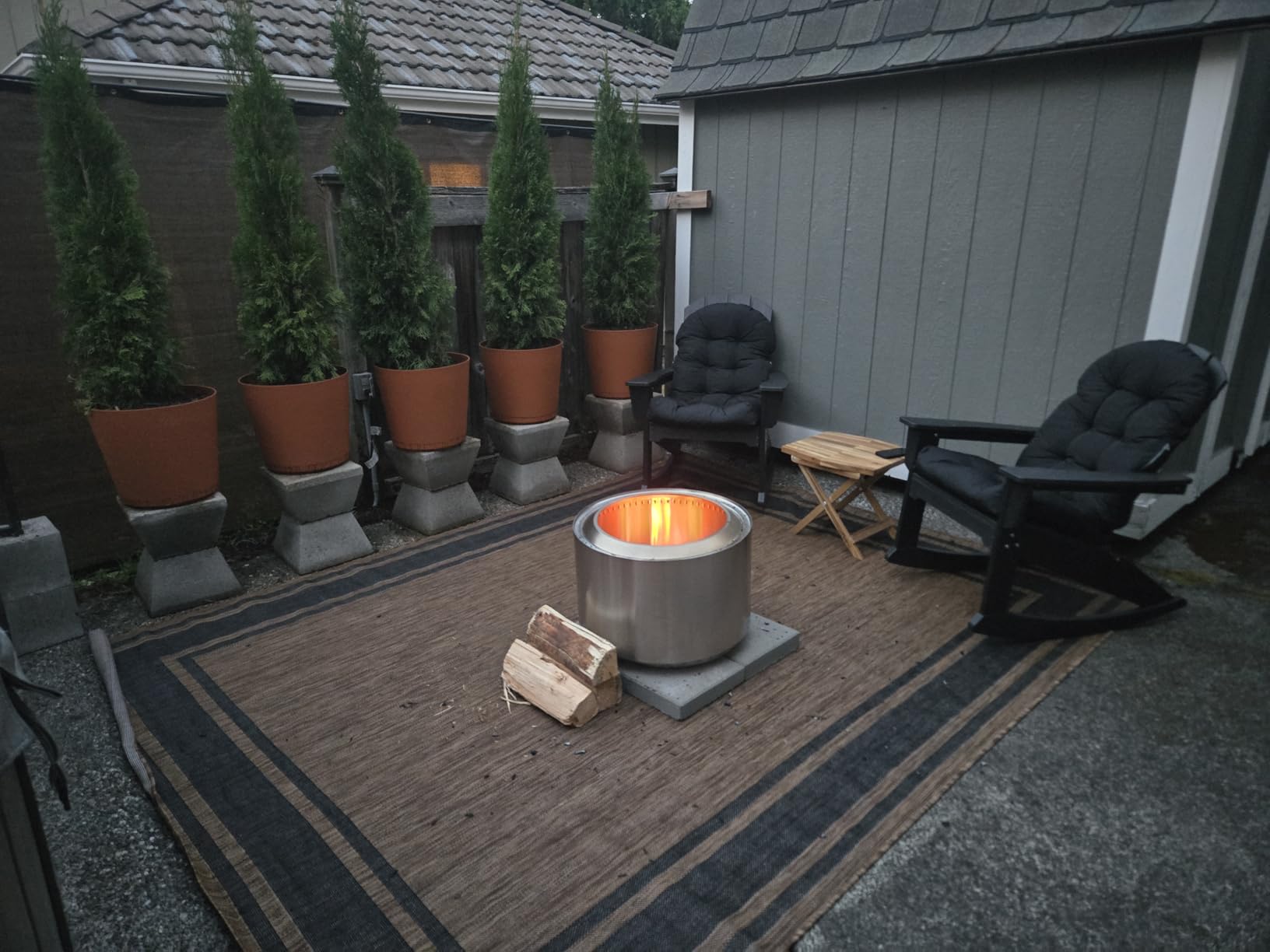 22 inch Smokeless Fire Pit with Waterproof Cover, Stainless Steel Outdoor Smokeless Firepit, Wood Burning Fire Pits for Camping, Bonfire,Low Smoke Firepit for Outside[Black] - Customer Photo 4