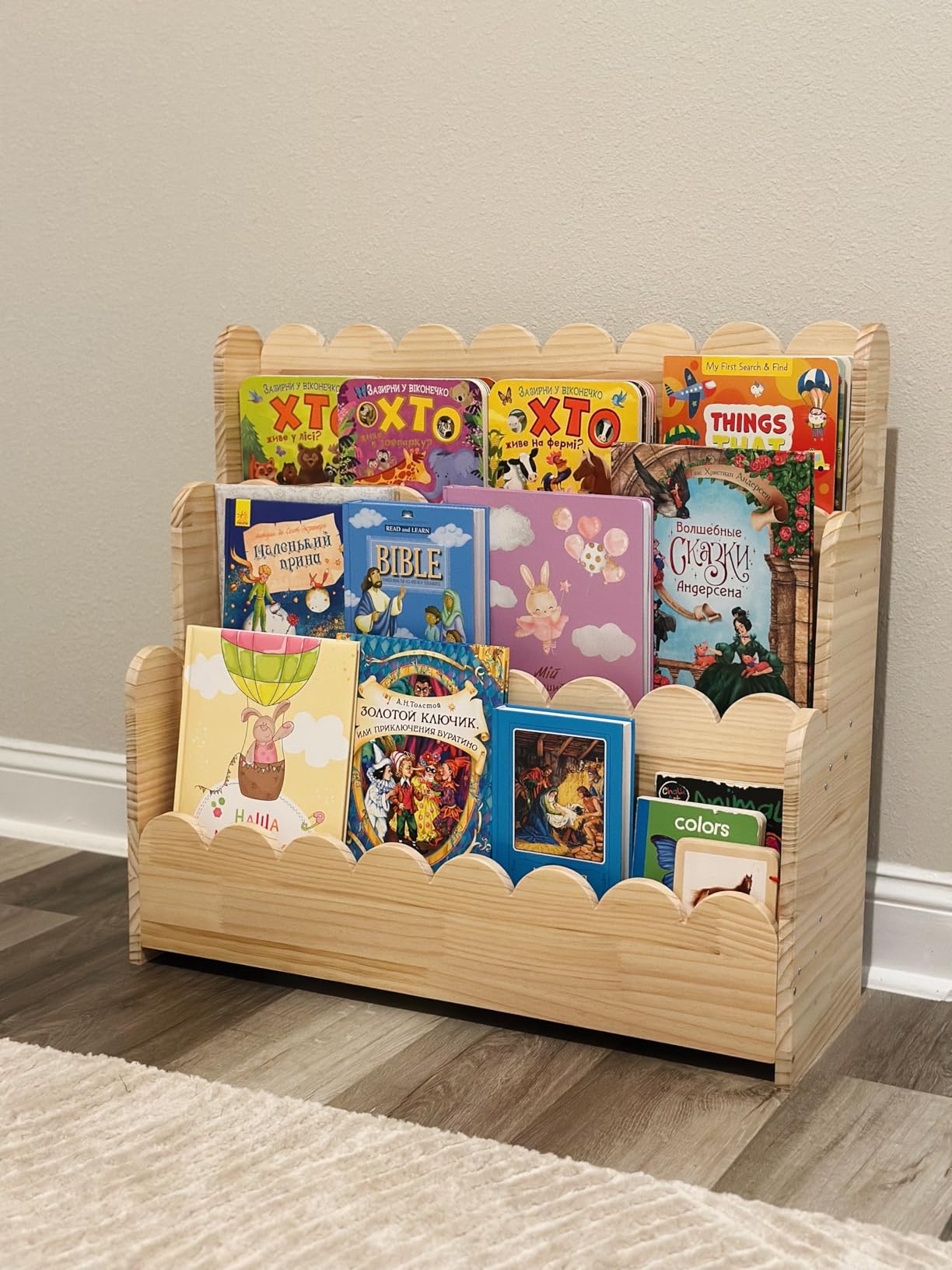 SpaceAid 3-Tier Scalloped Bookshelf, Montessori Bookcase for Toddlers, Wooden Book Shelf Organizer Display Furniture for Kids Rooms, Playroom, Nursery and Classroom, Black Customer Review SpaceAid 3-Tier Scalloped Bookshelf, Montessori Bookcase for Toddlers, Wooden Book Shelf Organizer Display Furniture for Kids Rooms, Playroom, Nursery and Classroom, Black - Customer Photo 4