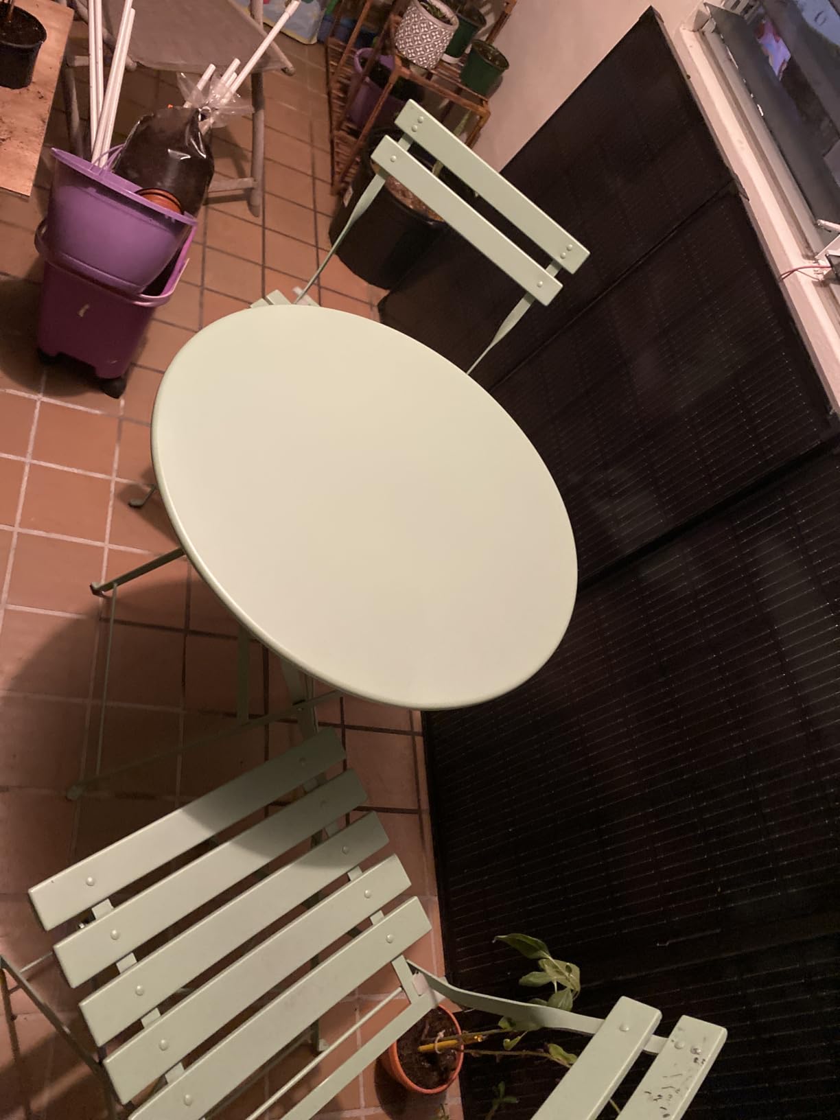 GarveeLife 3-Piece Folding Bistro Set, Foldable Patio Furniture Set with Premium Frame, Outdoor Bistro Table and Chairs Set of 2 for Patio, Garden and Balcony, Blue - Customer Photo 1