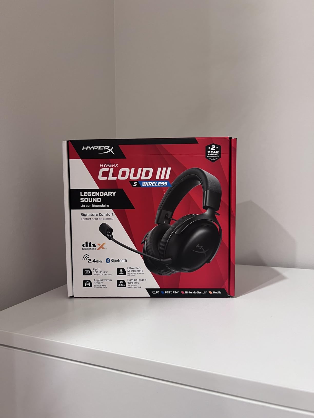 HyperX Cloud III S – Wireless Gaming Headset for Multi-Platform, 2.4GHz, Bluetooth, Battery Life up to 120 Hours 2.4GHz / 200 Hours Bluetooth, 53mm Angled Drivers, Detachable Mic – Black - Customer Photo 1