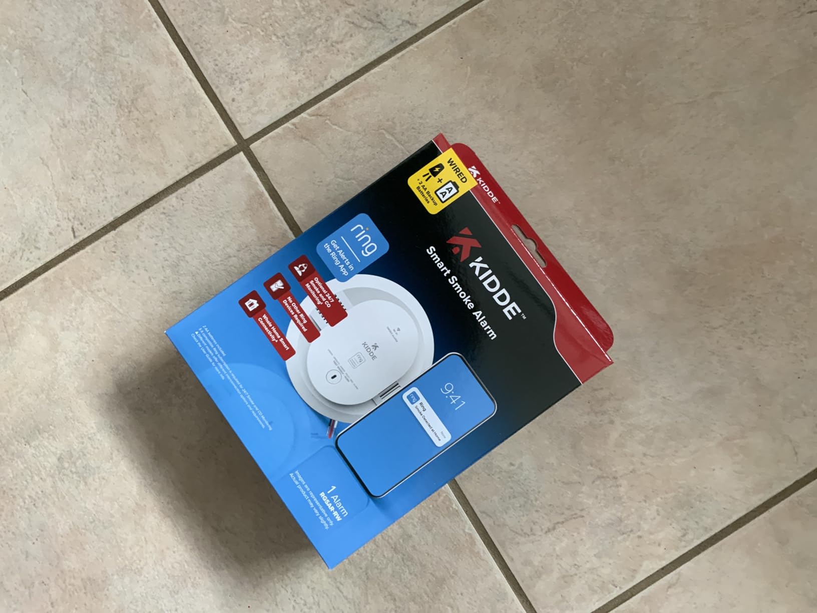 Kidde Smart Smoke Detector, Ring App Enabled for Real-Time Notifications, Hardwired Alarm, AA Backup Battery - Customer Photo 2