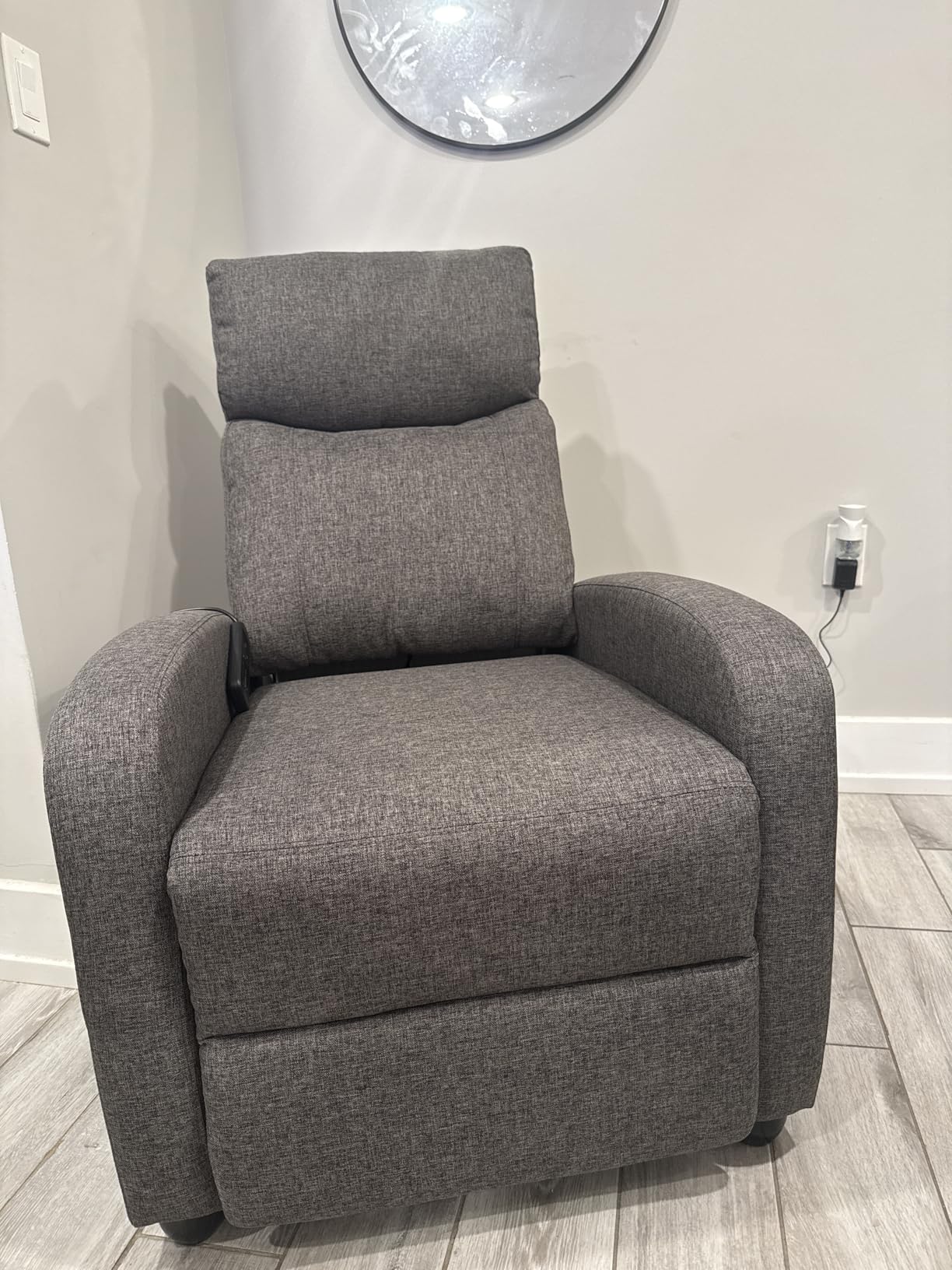 SMUG Recliner Chair for Living Room, Leather Recliners, Home Theater Seating with Lumbar Support with Adjustable Backrest and Footrest, Modern Living Room Furniture with Padded Seat, Grey Seating - Customer Photo 1