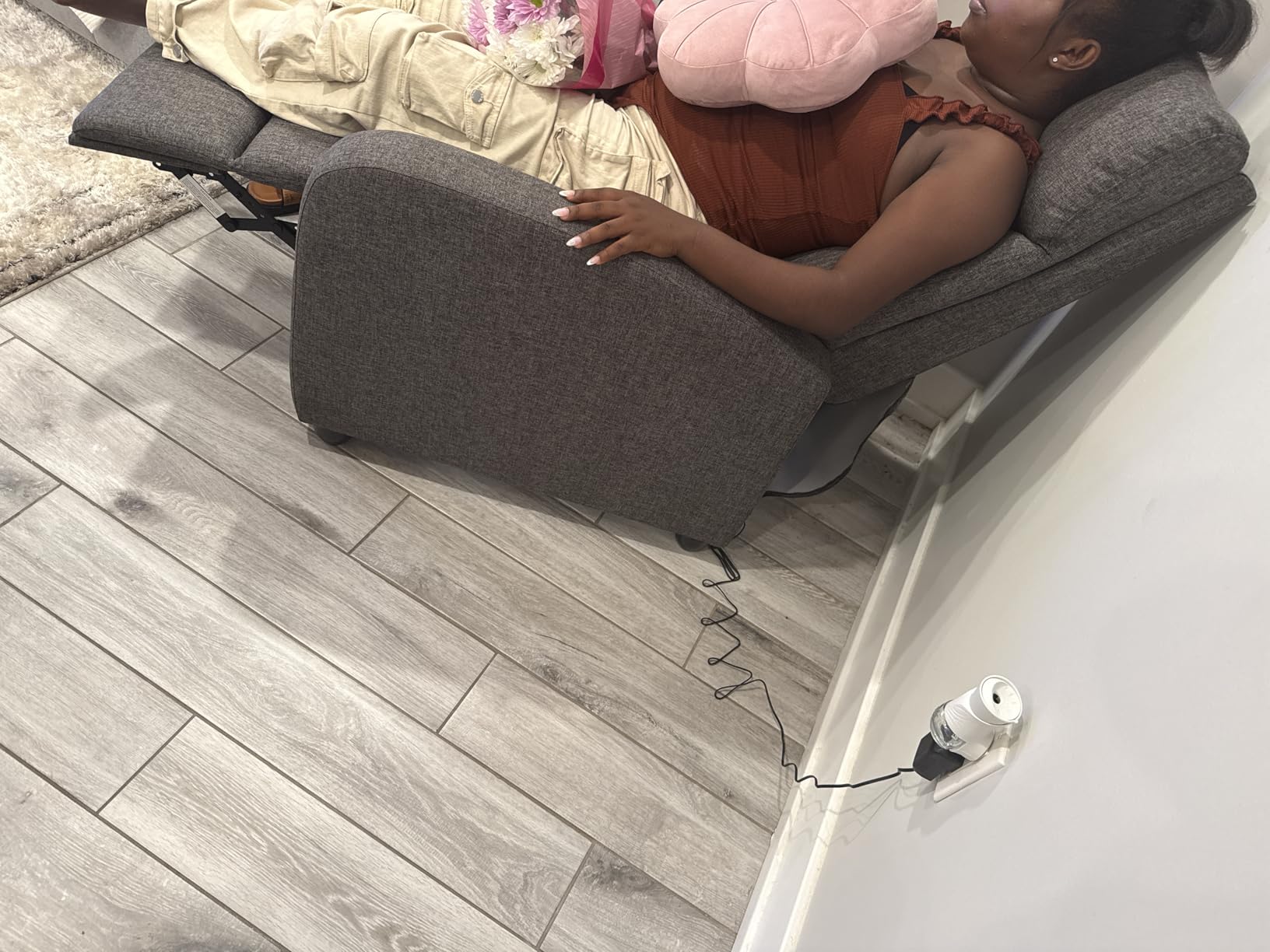 SMUG Recliner Chair for Living Room, Leather Recliners, Home Theater Seating with Lumbar Support with Adjustable Backrest and Footrest, Modern Living Room Furniture with Padded Seat, Grey Seating - Customer Photo 2